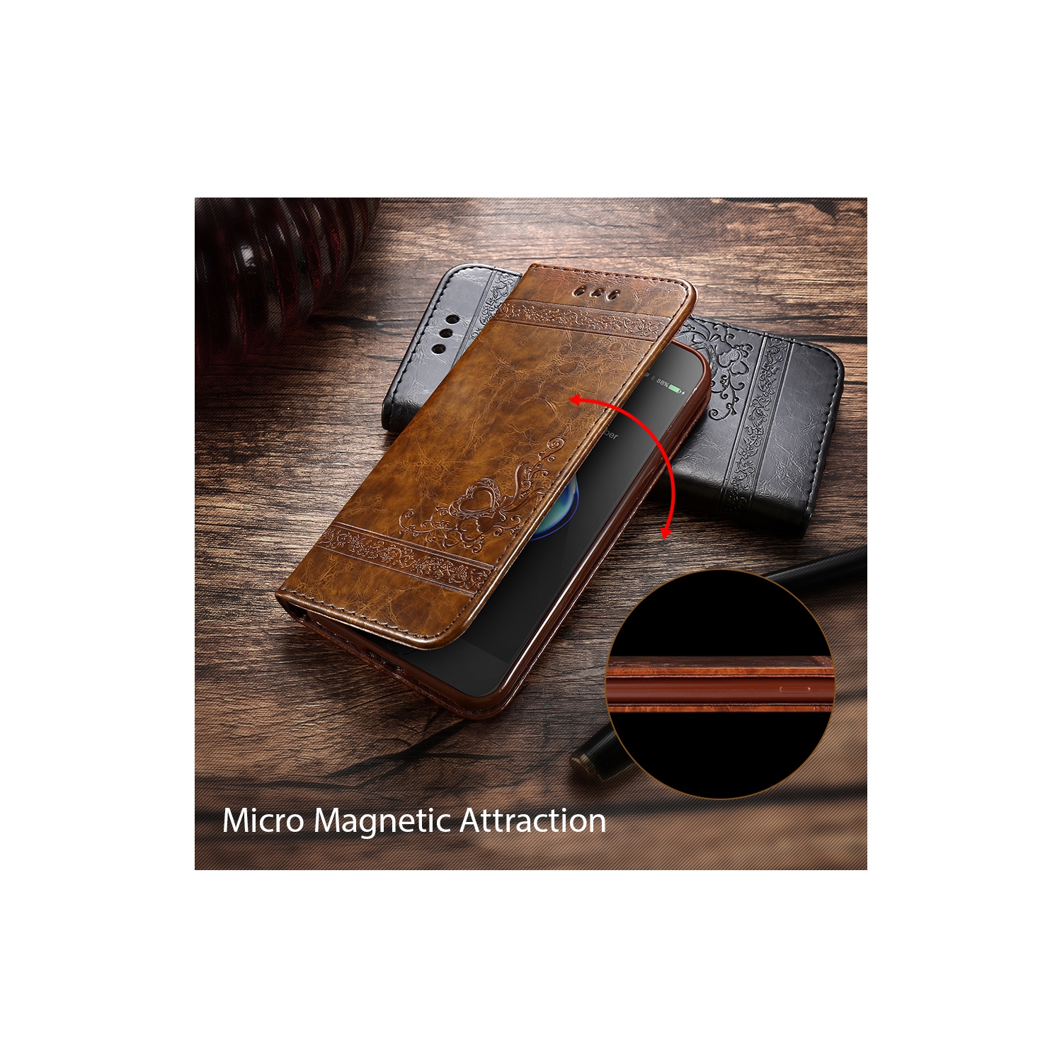 Étui-portefeuille magnétique en cuir de DORNA avec béquille à fente magnétique, étui folio rabattable et antichoc pour Galaxy NOTE 20 ULTRA DE