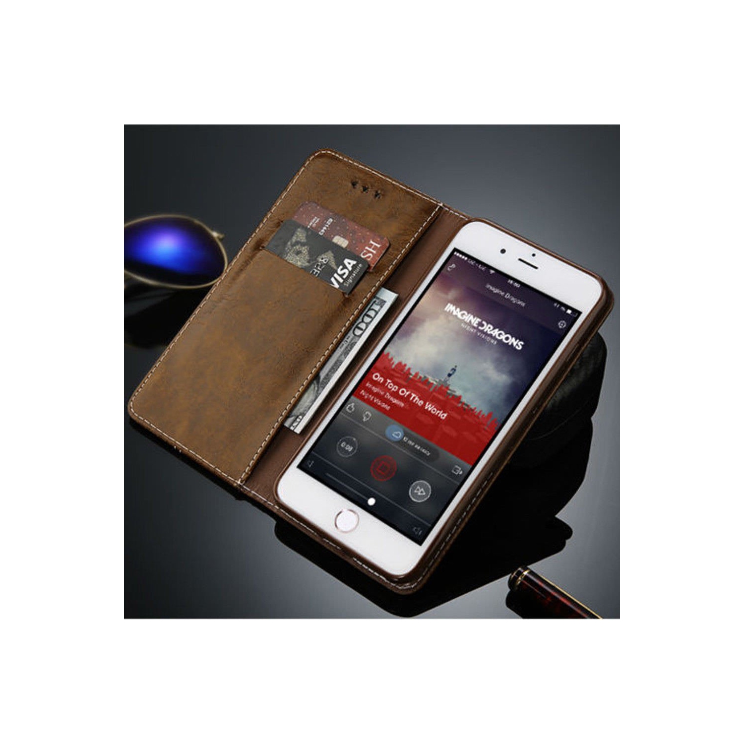 Loris & Case Magnetic Leather Wallet Case with Card Slots Kickstand Shockproof Cover Case Protective Phone Cover for iPhone 13 PRO MAX -Gray