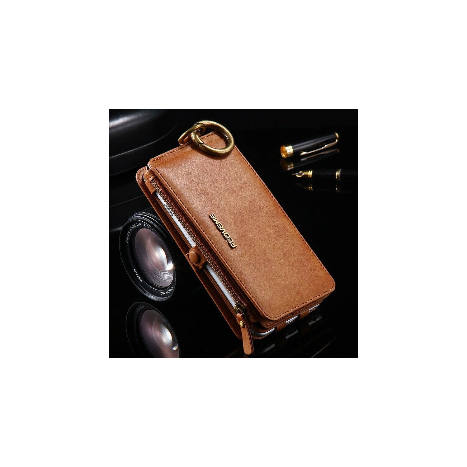 Véritable Floveme Étui portefeuille en cuir de qualité supérieure avec 16 emplacements pour carte d'identité et cartes de crédi pour iPhone 12 Pro Max