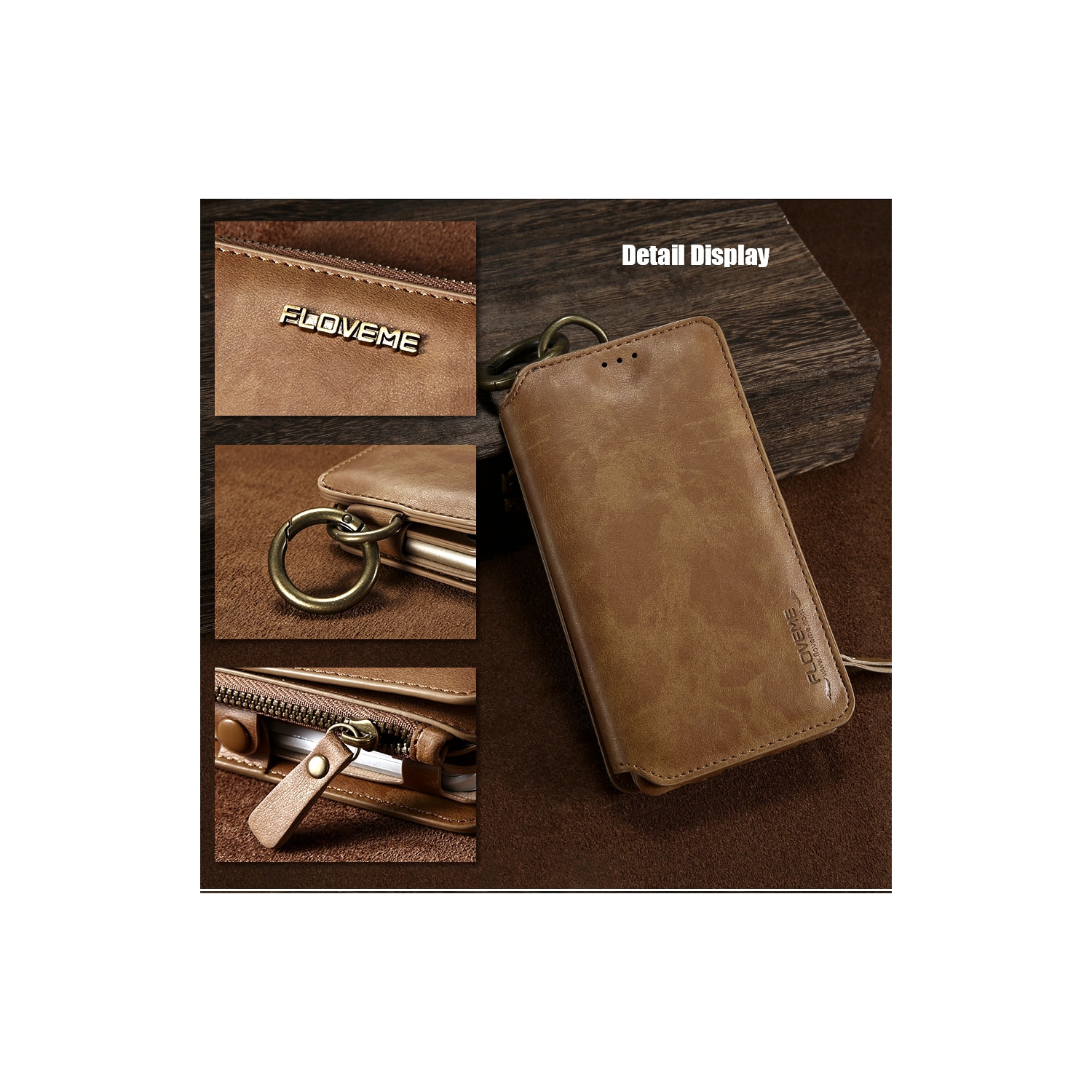 Véritable Floveme Étui portefeuille en cuir de qualité supérieure avec 16 emplacements pour carte d'identité et cartes de crédi pour iPhone 12 Pro Max
