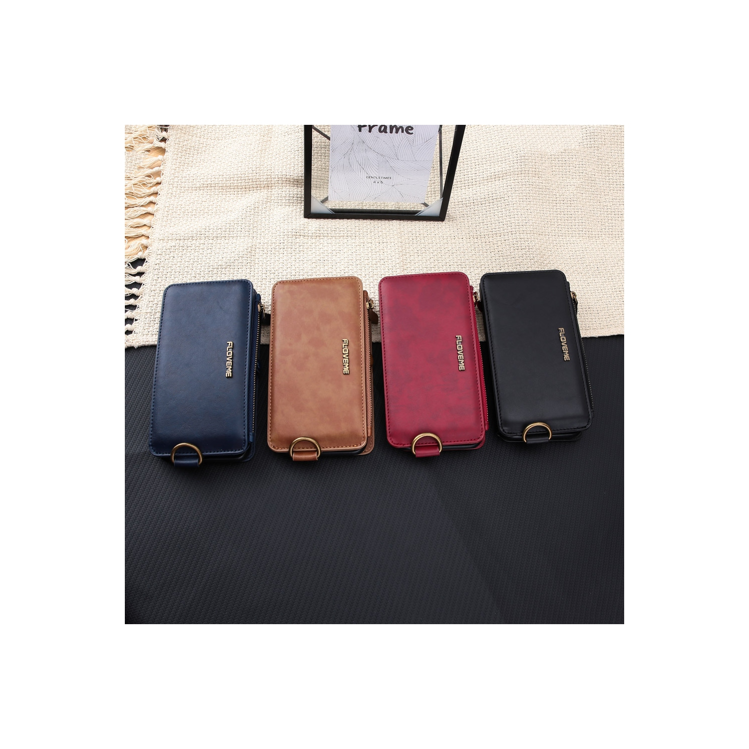 Véritable Floveme Étui portefeuille en cuir de qualité supérieure avec 16 emplacements pour carte d'identité et cartes de crédi pour iPhone 12 Pro Max