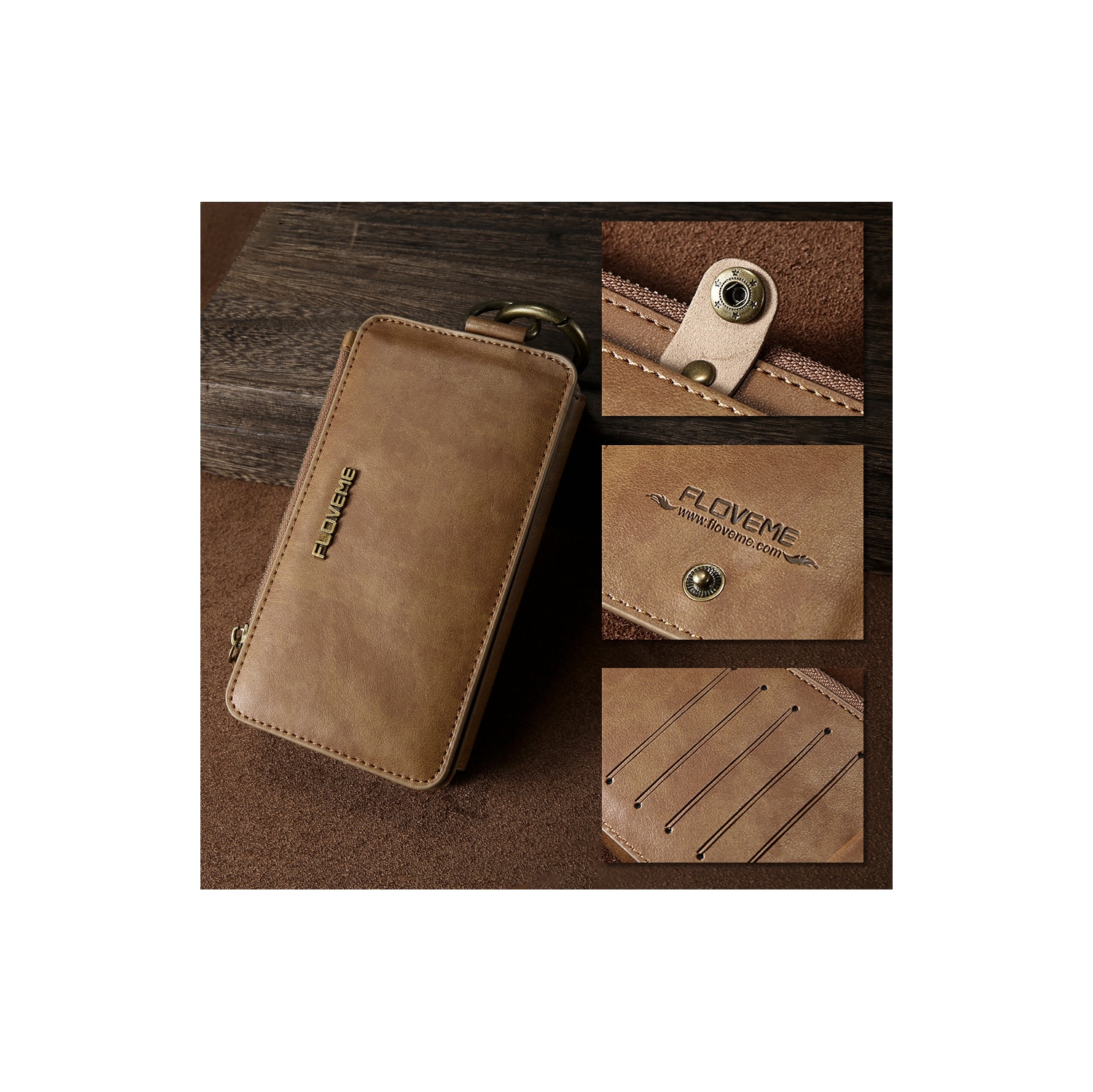 Véritable Floveme Étui portefeuille en cuir de qualité supérieure avec 16 emplacements pour carte d'identité et cartes de crédi pour iPhone 12 Pro Max