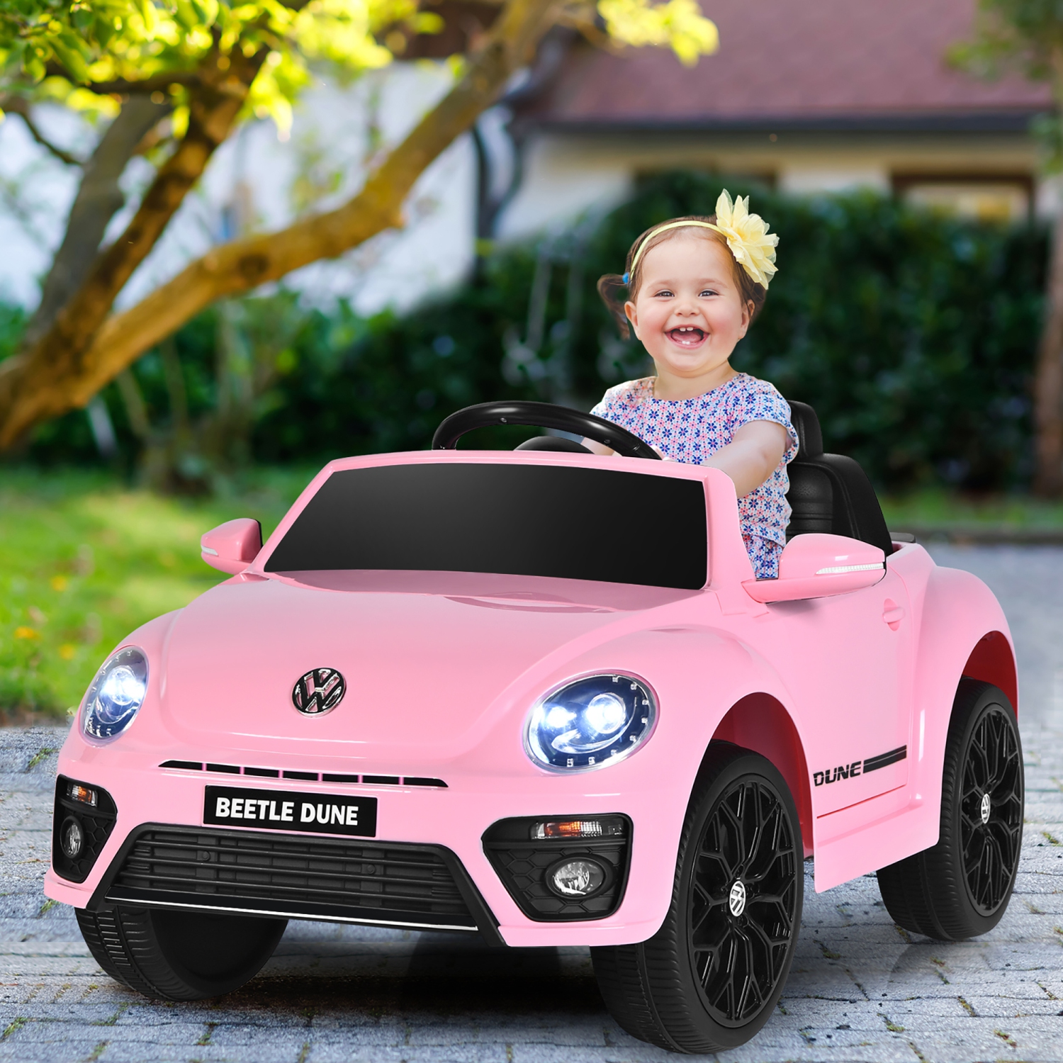 Costway 12V Kids Ride On Car Licensed Volkswagen Beetle w/ Remote Control & Music