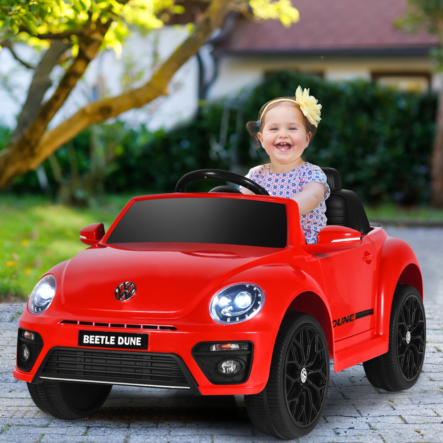 Costway 12V Kids Ride On Car Licensed Volkswagen Beetle w/ Remote Control & Music