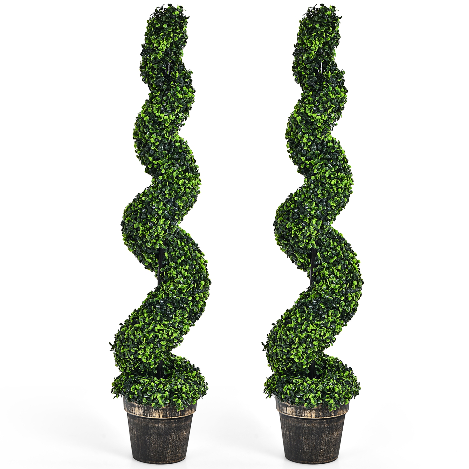 Costway 2 Pack 4FT Artificial Spiral Boxwood Topiary Tree Indoor Outdoor Decor