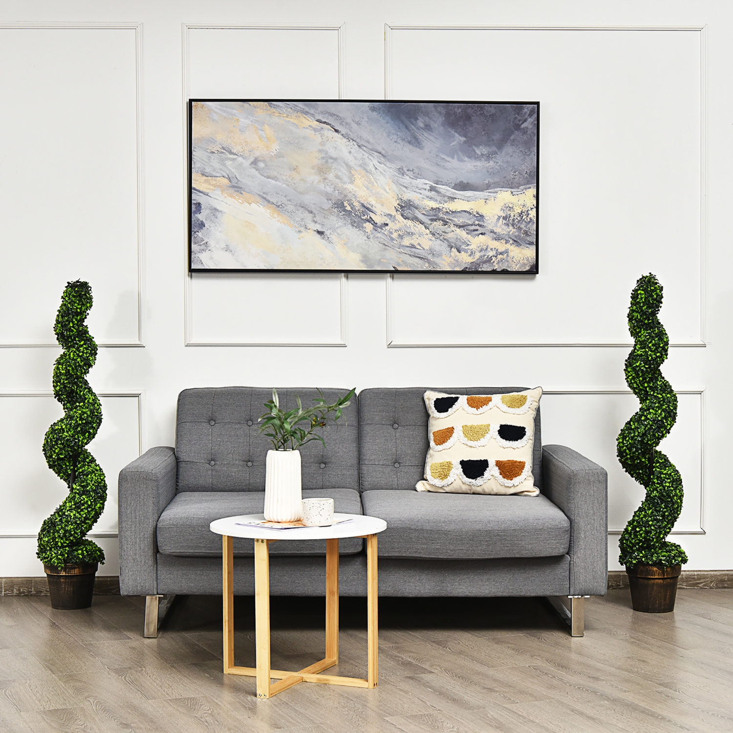 Costway 2 Pack 4FT Artificial Spiral Boxwood Topiary Tree Indoor Outdoor Decor