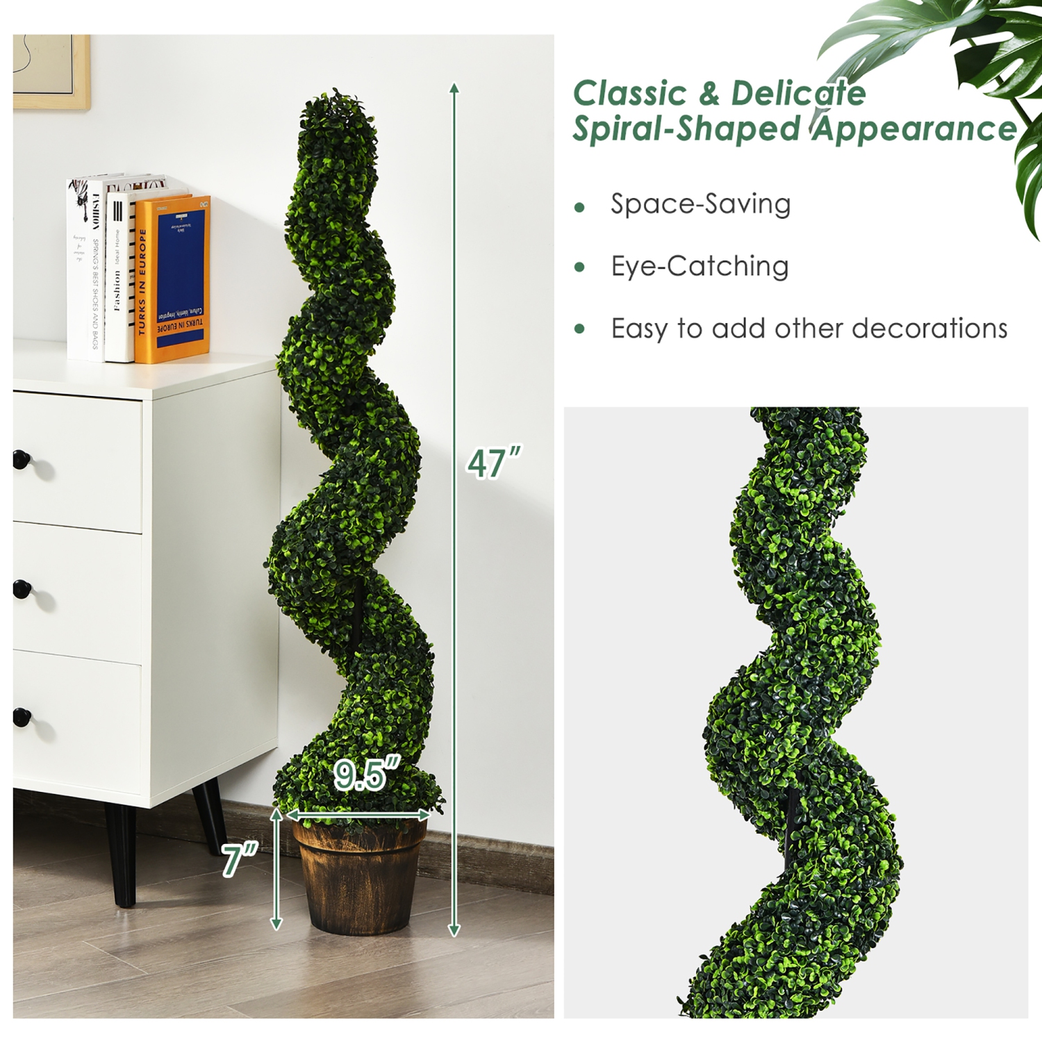 Costway 2 Pack 4FT Artificial Spiral Boxwood Topiary Tree Indoor Outdoor Decor
