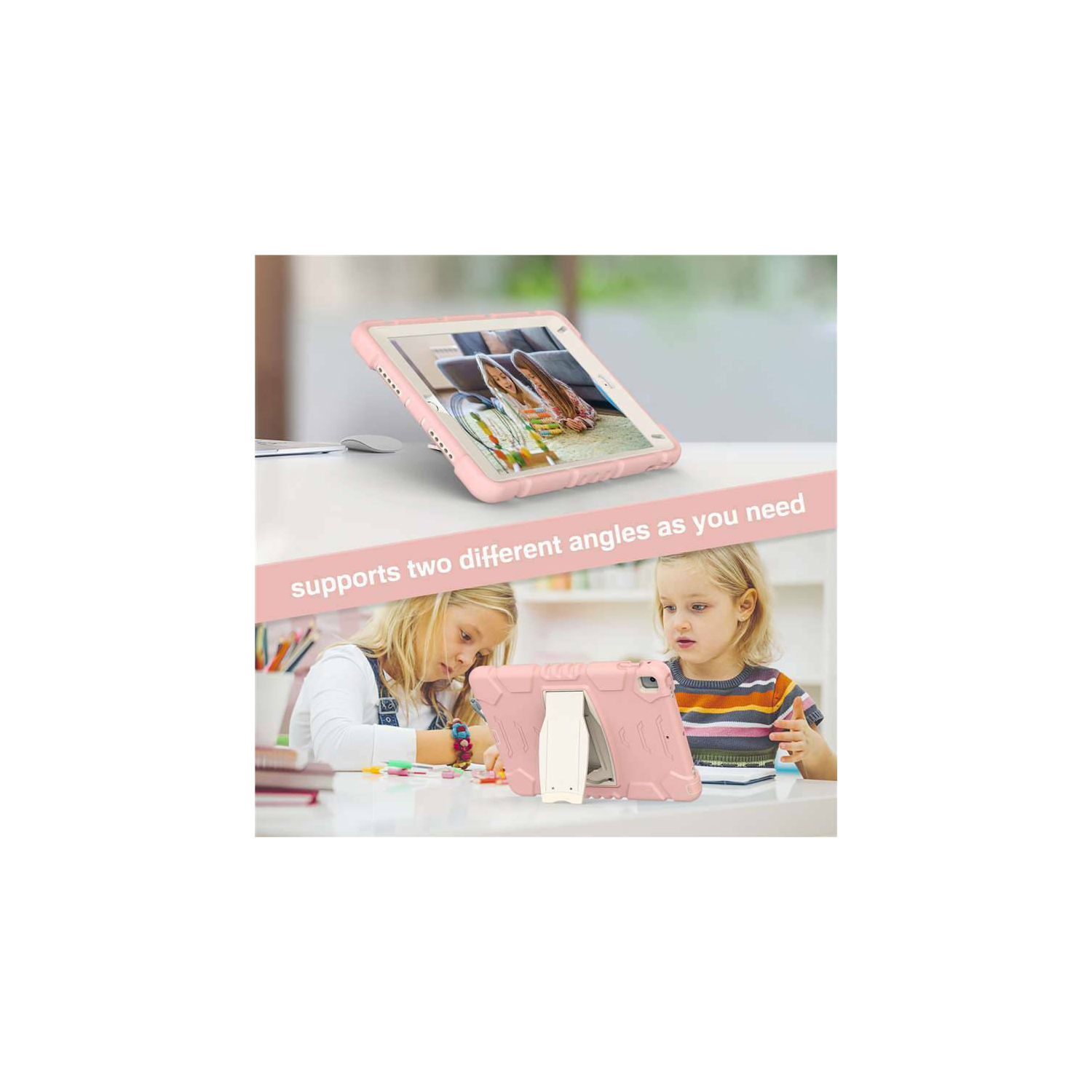 Étui de béquille robuste et résistante aux chocs pour Défenseur iPad Mini 6 6th Gen. 2021, Rose Or