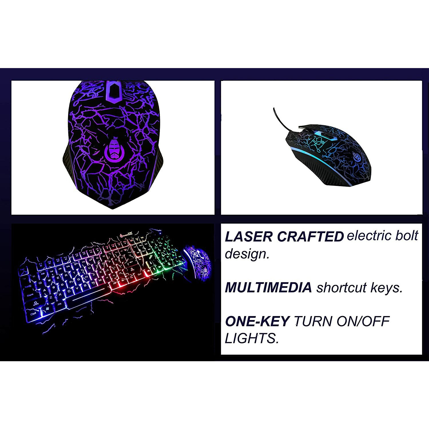 Clavier et souris USB avec fil SAMA Combo RGB Gaming 104 touches silencieuses au chocolat