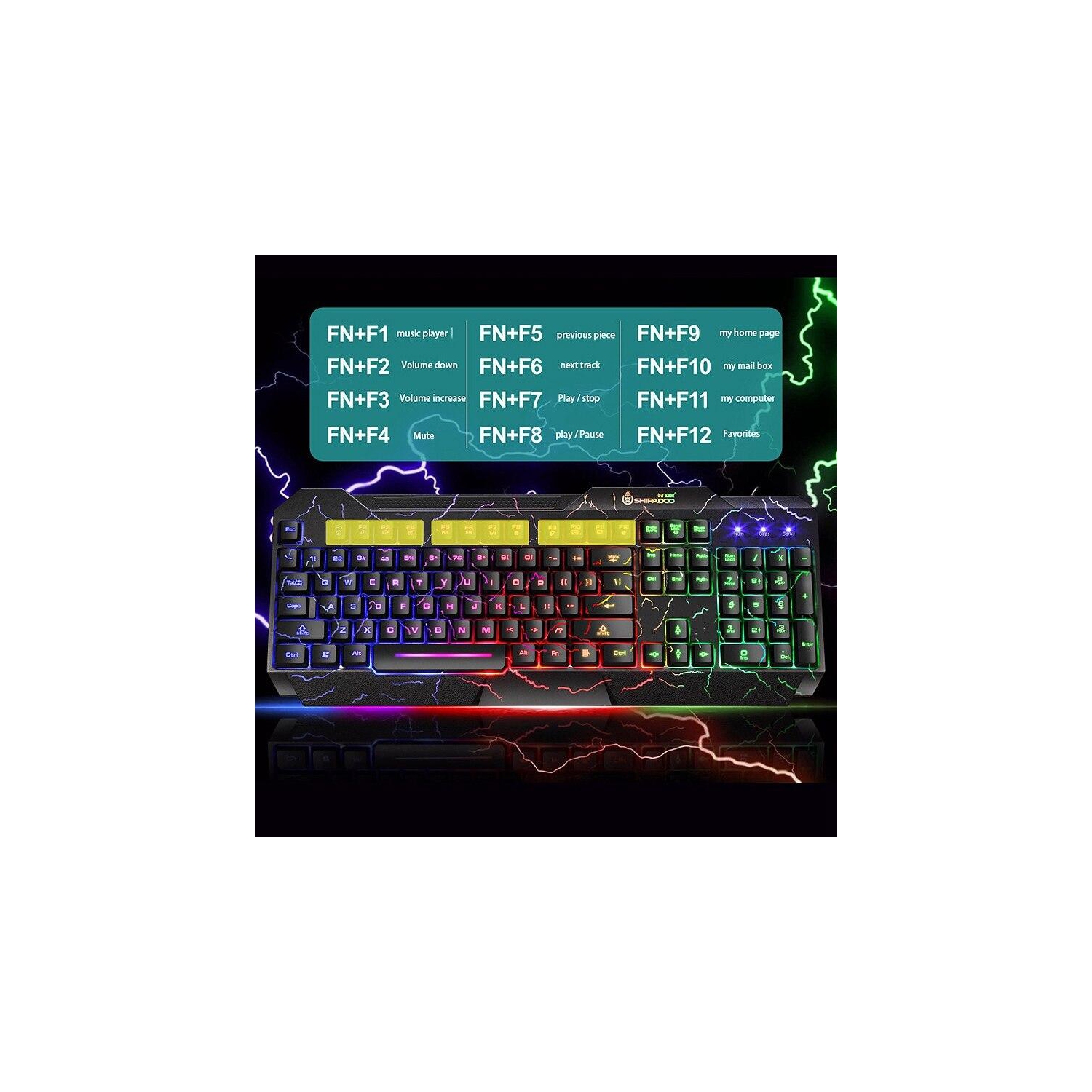 Ensemble clavier et souris de jeu SAMA, clavier et souris de jeu USB à rétroéclairage coloré Crack