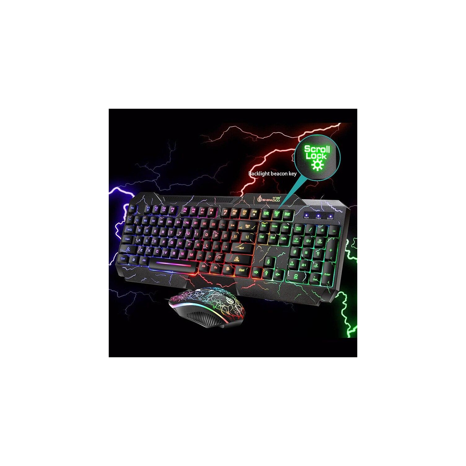 Ensemble clavier et souris de jeu SAMA, clavier et souris de jeu USB à rétroéclairage coloré Crack
