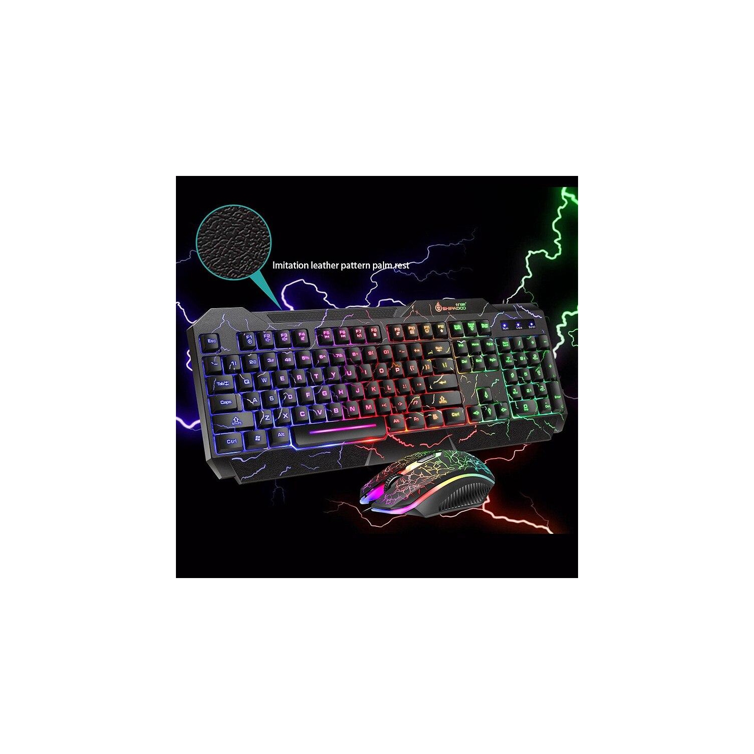 Ensemble clavier et souris de jeu SAMA, clavier et souris de jeu USB à rétroéclairage coloré Crack