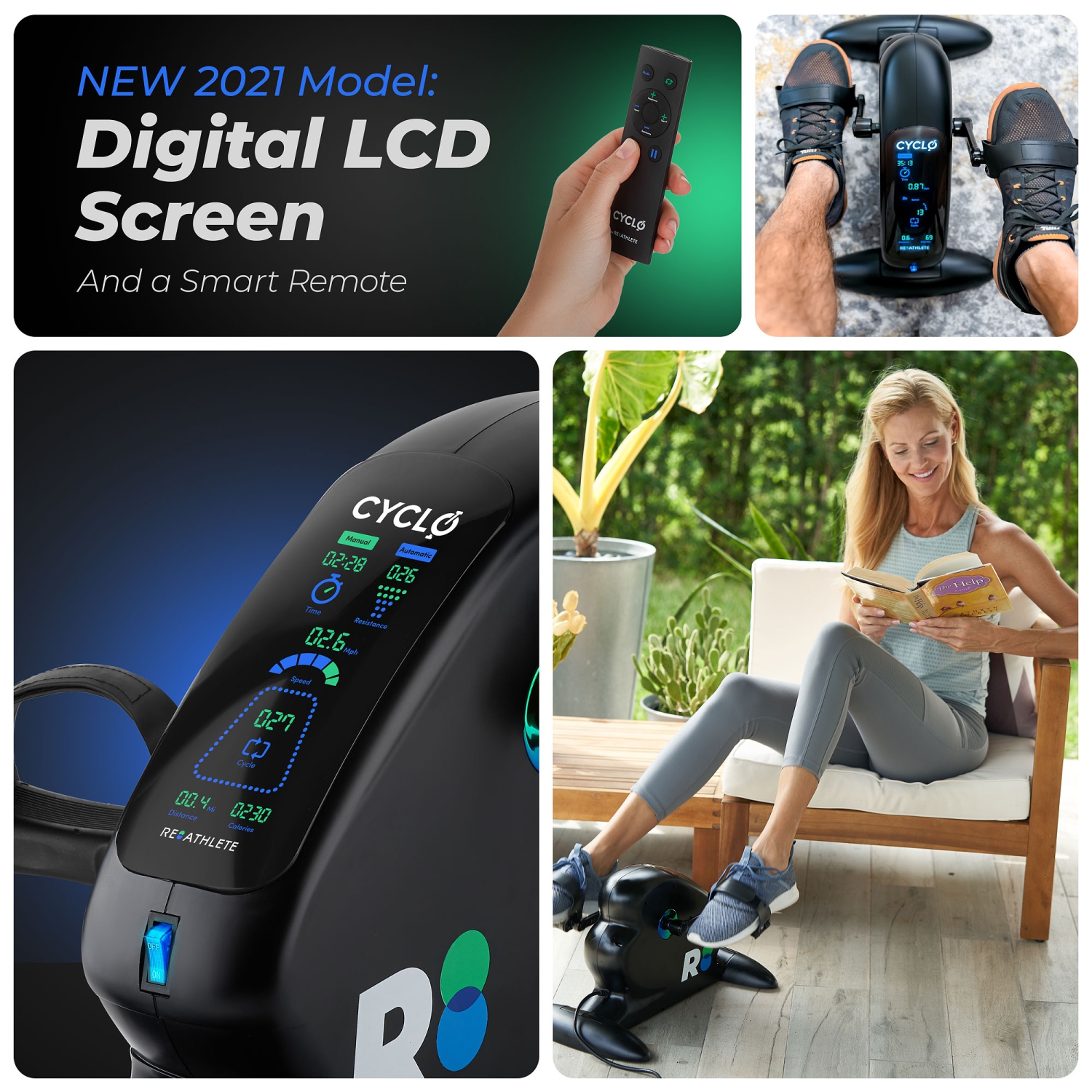 REATHLETE CYCLO: Under-Desk Bike / Pedal Exerciser | Desk Bike for Leg and Arm Exercises | Pedal Exerciser for Cardio Training, Fitness, &