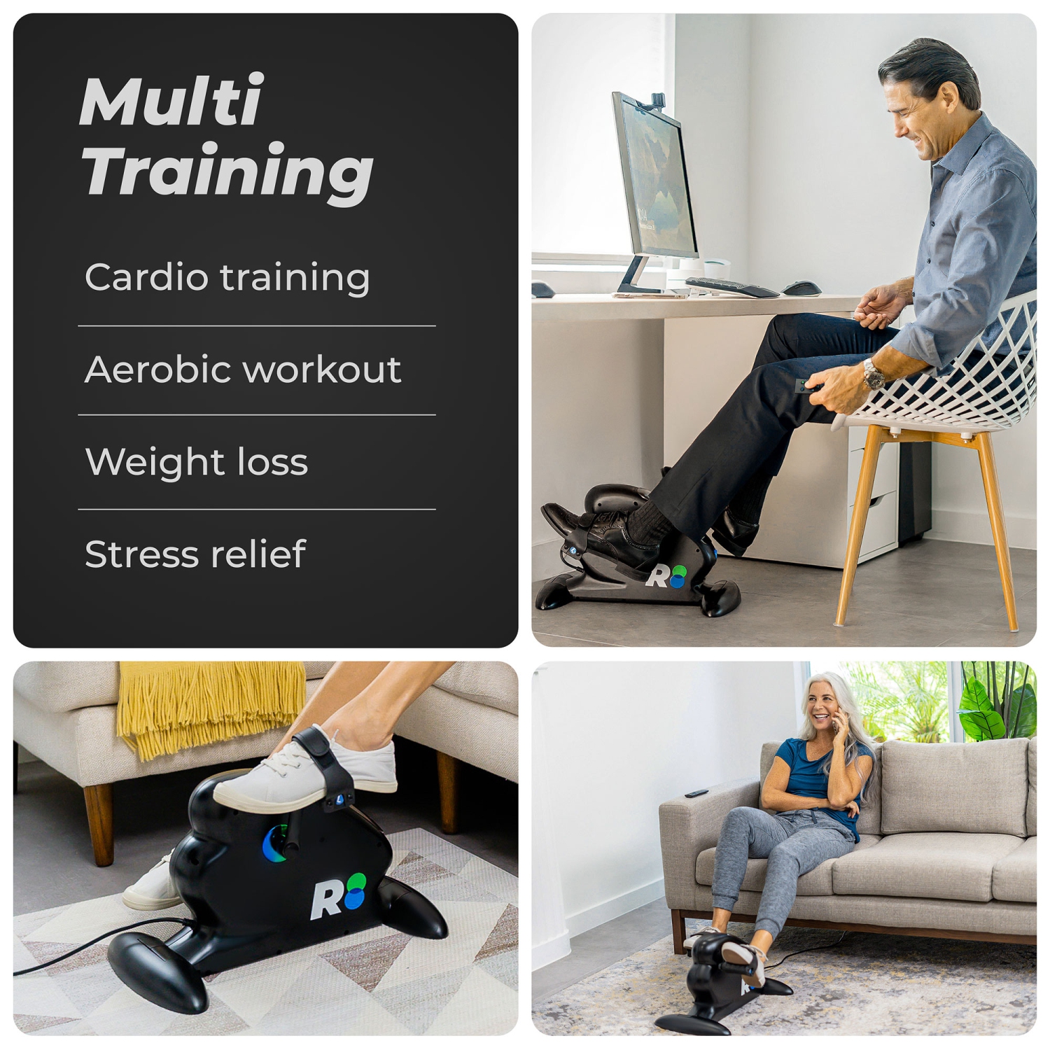 REATHLETE CYCLO: Under-Desk Bike / Pedal Exerciser | Desk Bike for Leg and Arm Exercises | Pedal Exerciser for Cardio Training, Fitness, &