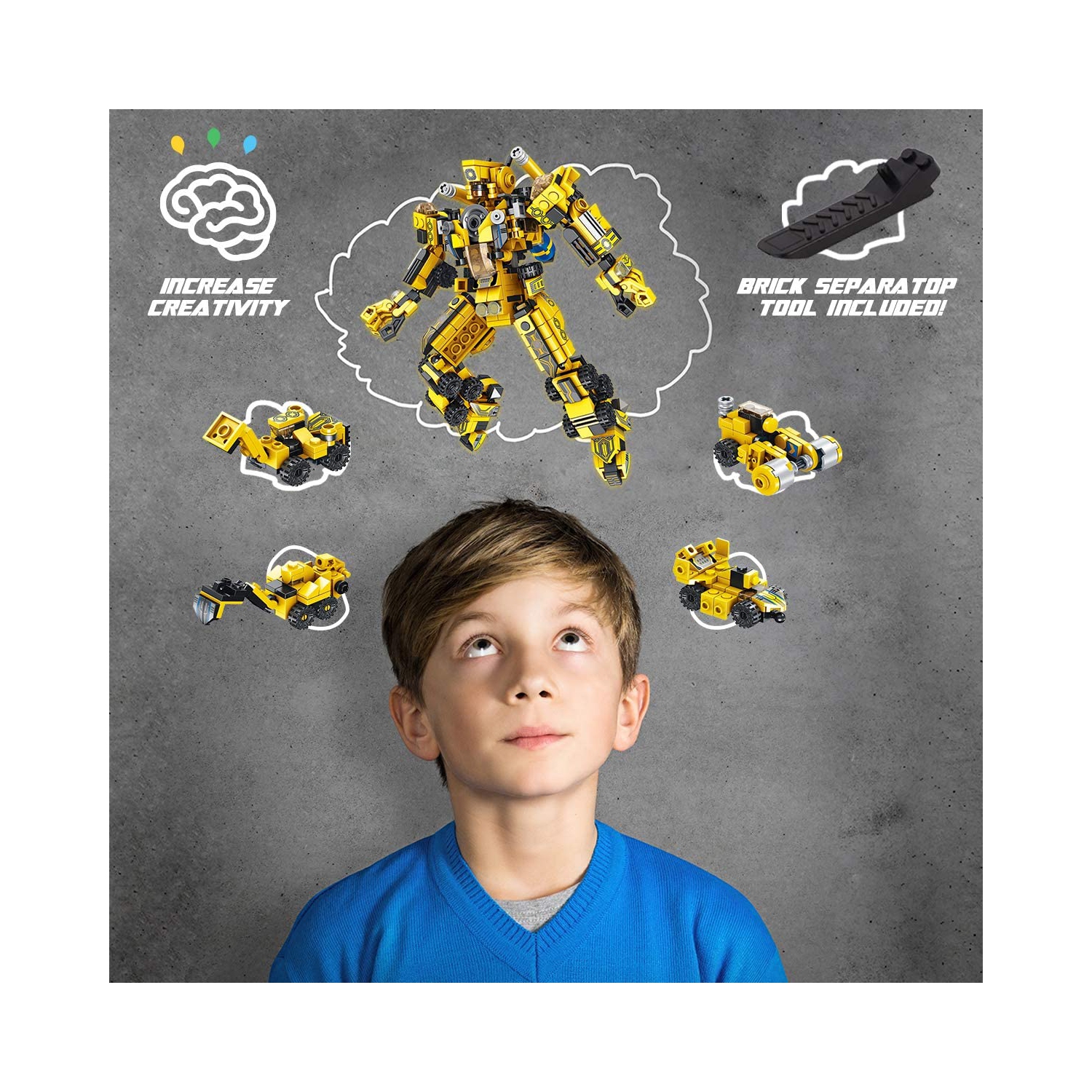 573 PCS Robot Building Blocks Kit, STEM Engineering Building Bricks Construction Toys, Compatible with All Major Brands, Ideal Educational Toy