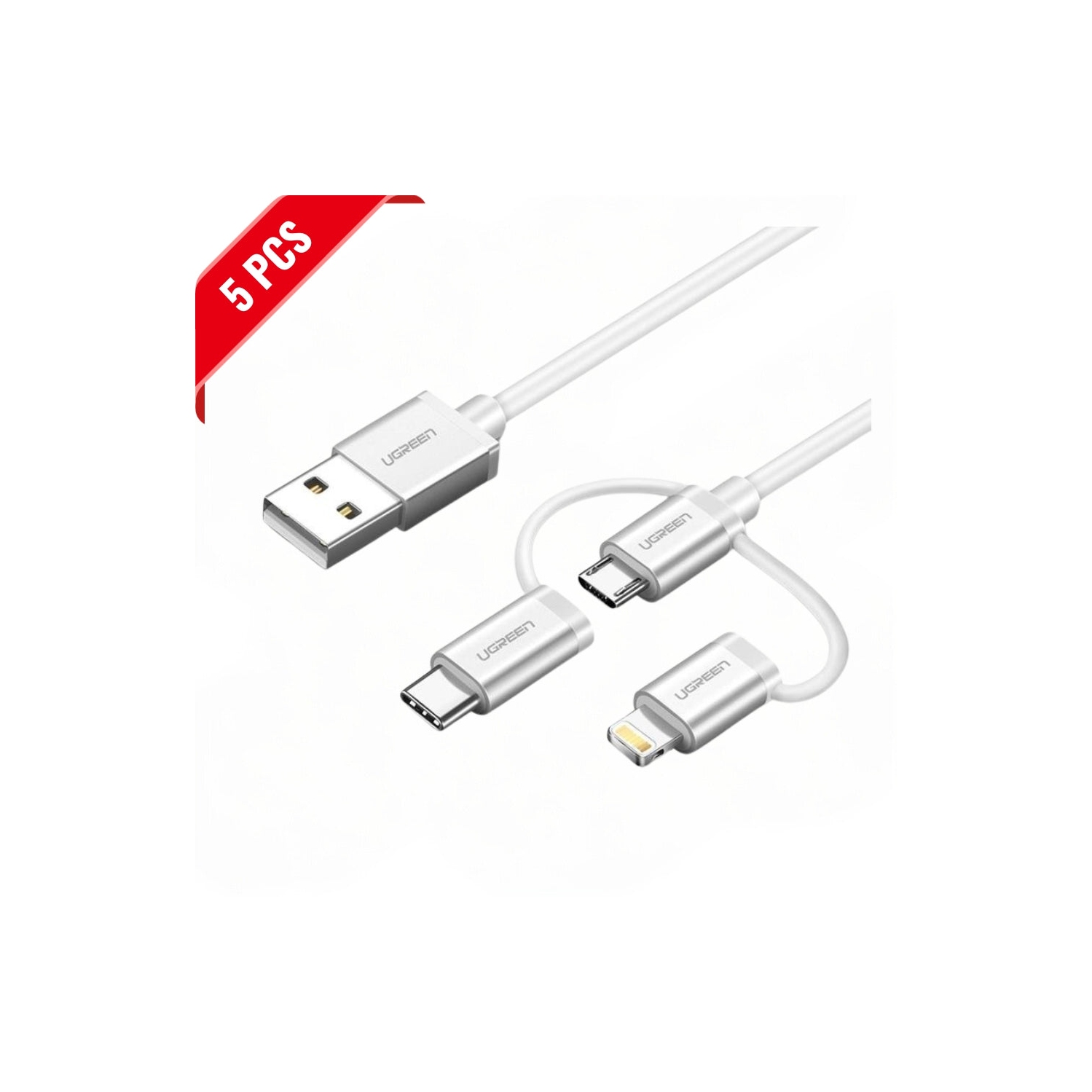 [5 Pack] Durable 3-in-1 Multi-Charging Nylon Braided Cable [Apple Certified]1M