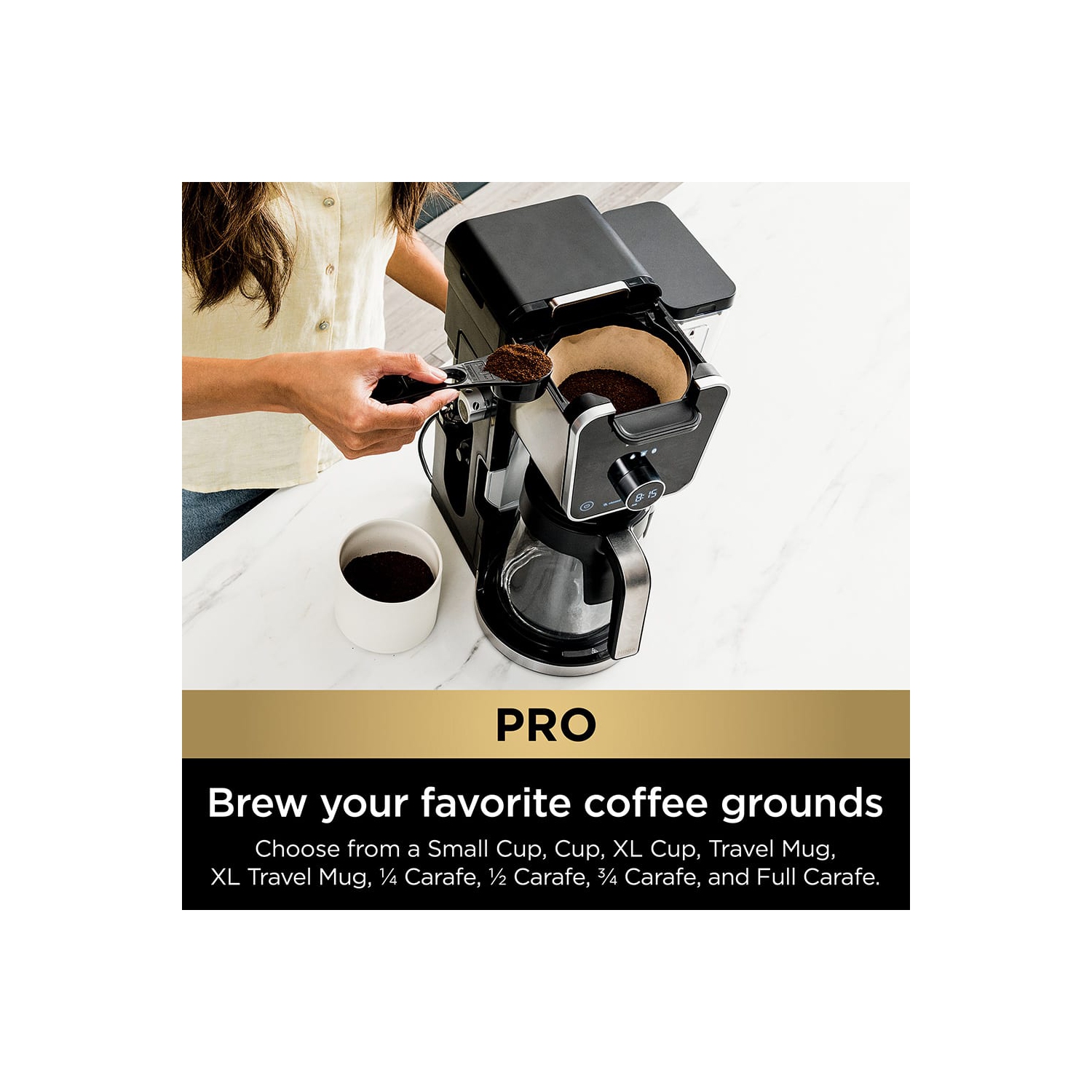 Cafetière spécialisée DualBrew Pro CFP301 de Ninja®, une tasse, compatible avec les dosettes K-Cup et la cafetière à filtre 12 tasses