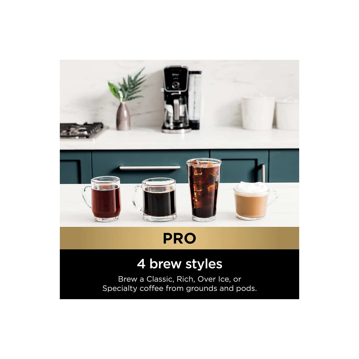 Cafetière spécialisée DualBrew Pro CFP301 de Ninja®, une tasse, compatible avec les dosettes K-Cup et la cafetière à filtre 12 tasses