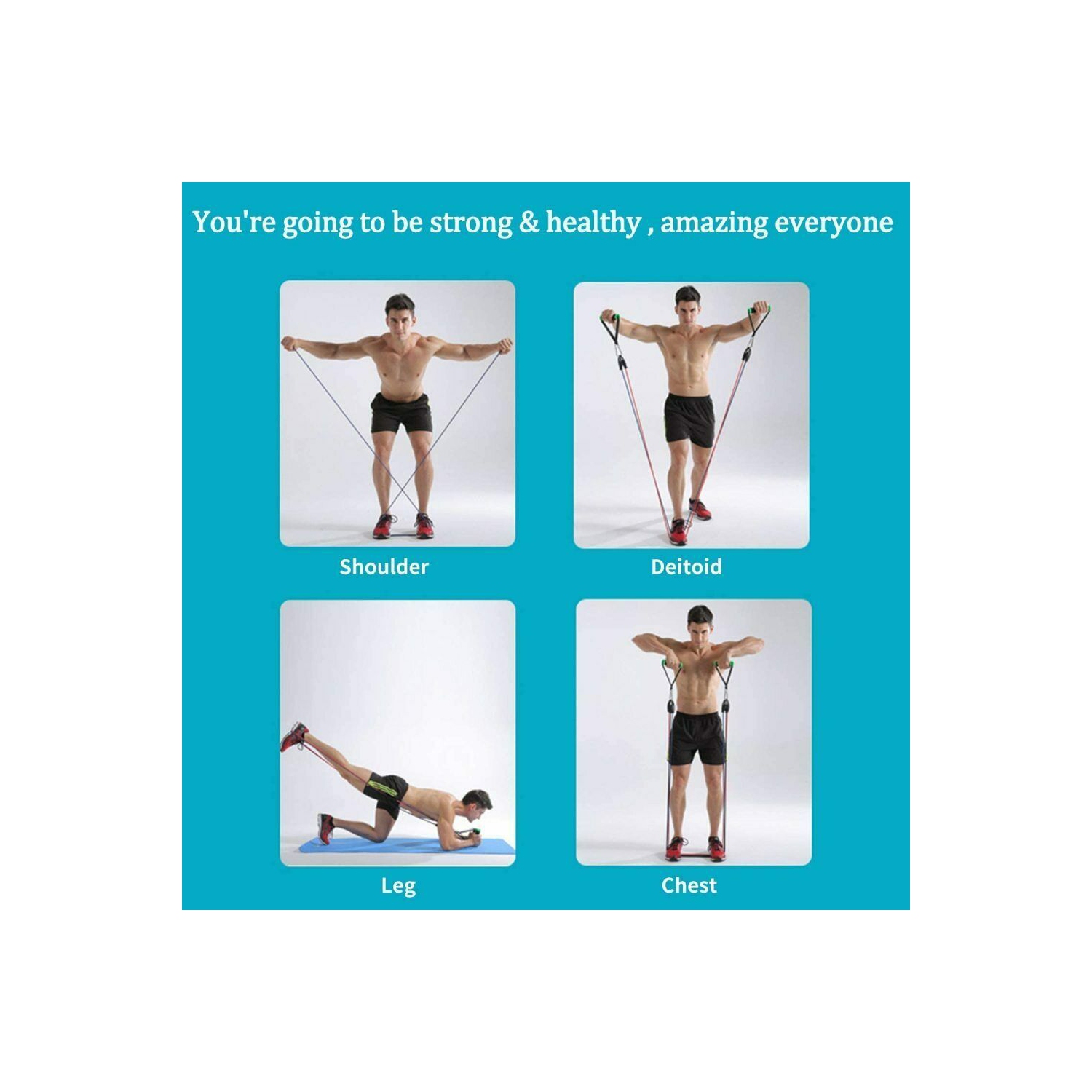 Ensemble de bandes de résistance et d'exercice, bandes d'entraînement avec différents niveaux de résistance pour les sports d'intérieur et