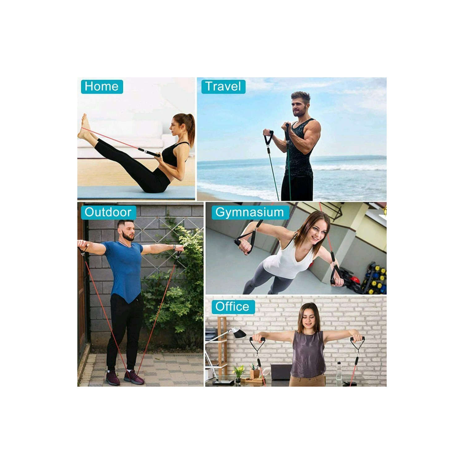 Ensemble de bandes de résistance et d'exercice, bandes d'entraînement avec différents niveaux de résistance pour les sports d'intérieur et