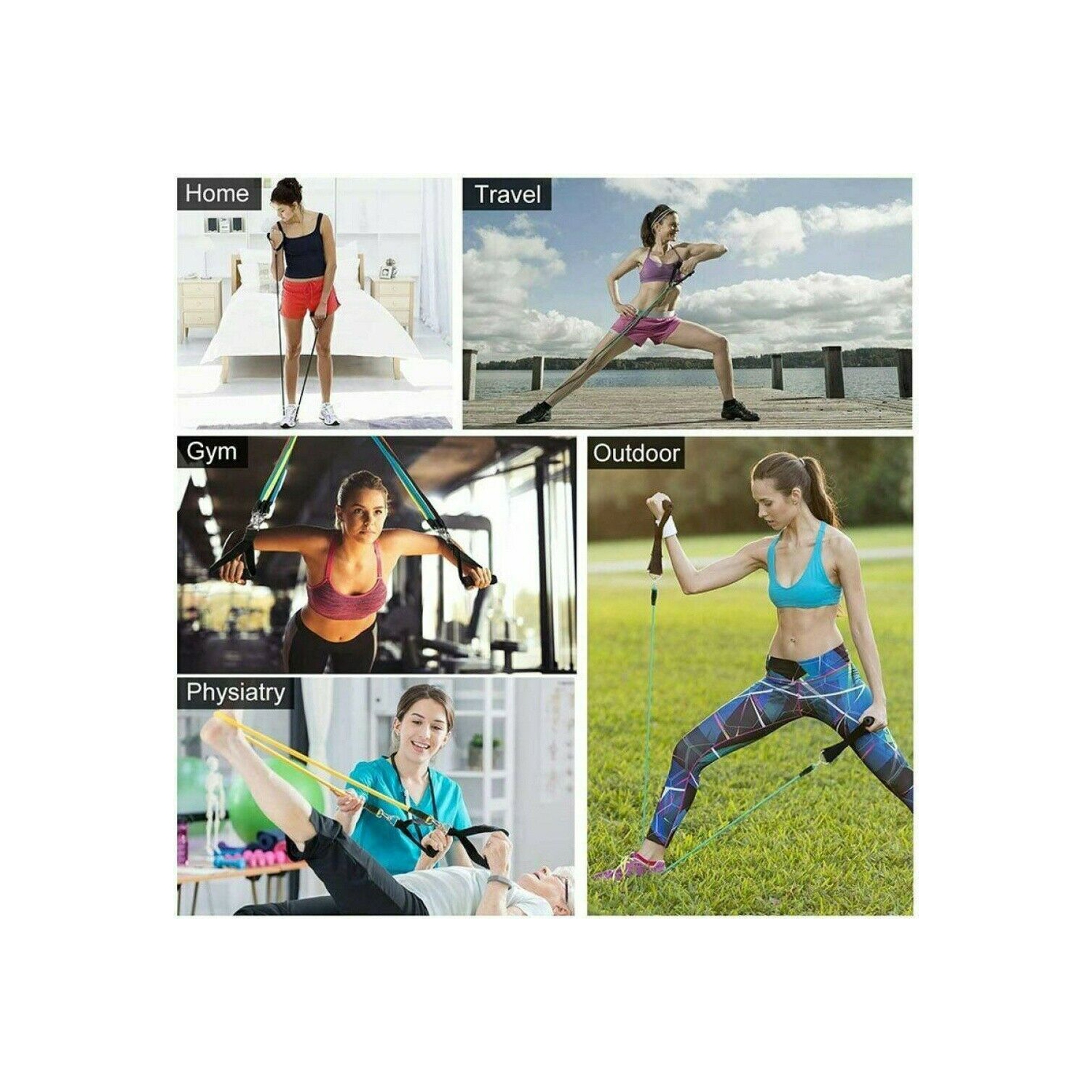 Ensemble de bandes de résistance et d'exercice, bandes d'entraînement avec différents niveaux de résistance pour les sports d'intérieur et