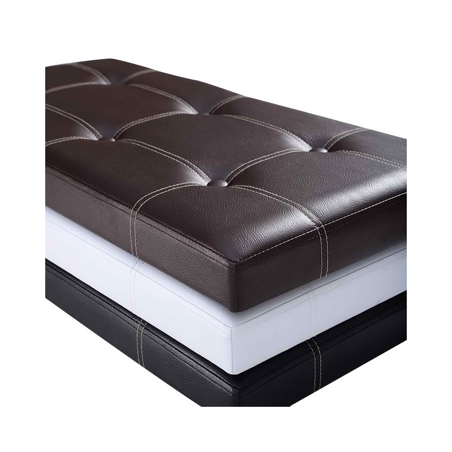 Topbuy Folding Storage Stool Padded Ottoman Faux Leather Foot Rest Seat Pouffe Box Brown