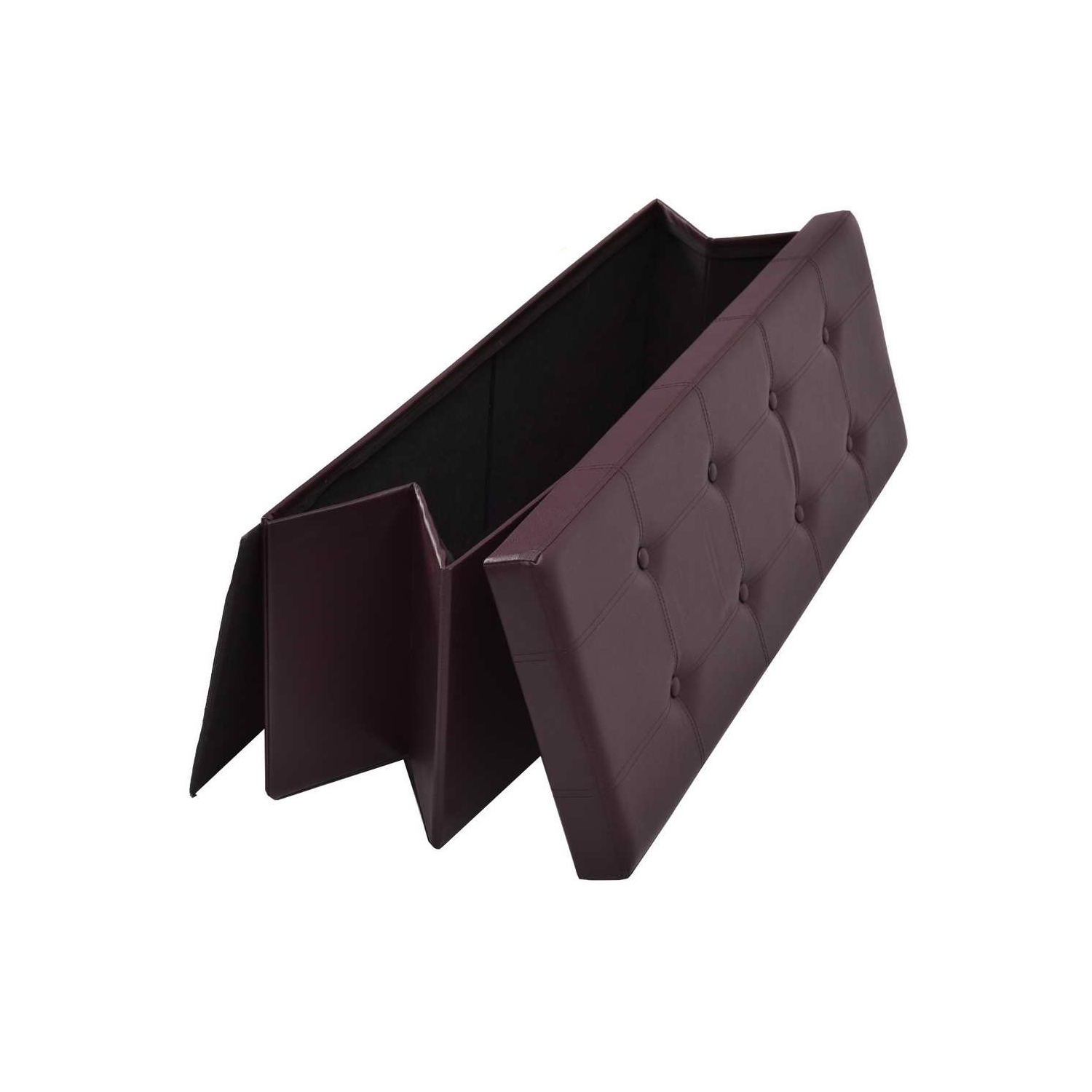Topbuy Folding Storage Stool Padded Ottoman Faux Leather Foot Rest Seat Pouffe Box Brown