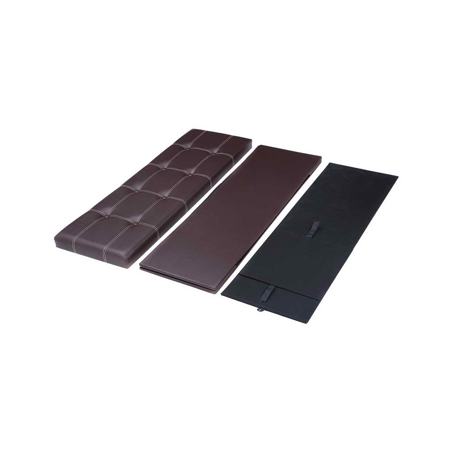 Topbuy Folding Storage Stool Padded Ottoman Faux Leather Foot Rest Seat Pouffe Box Brown