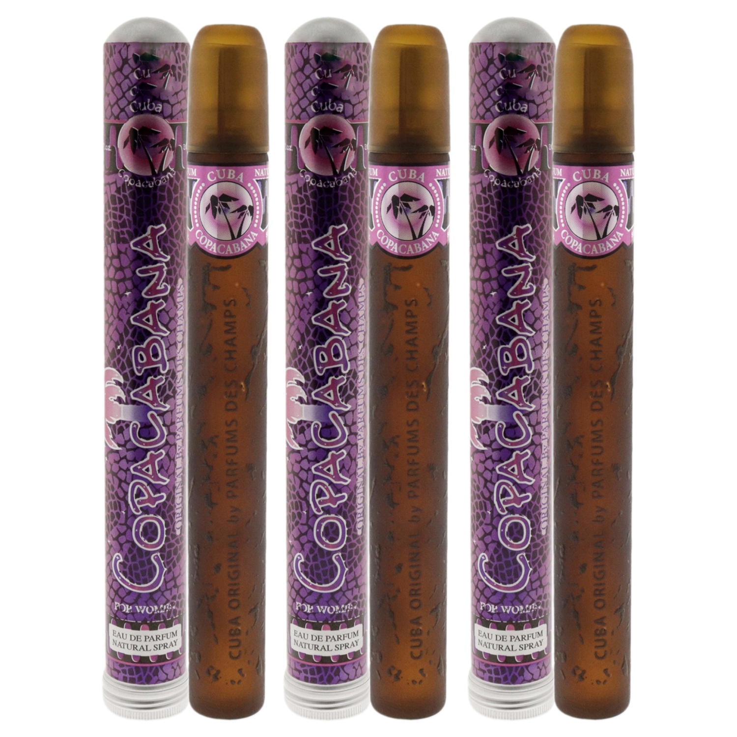 Cuba Brazil Copacabana par Cuba pour femme - Spray EDP - Paquet de 3 1,17 oz