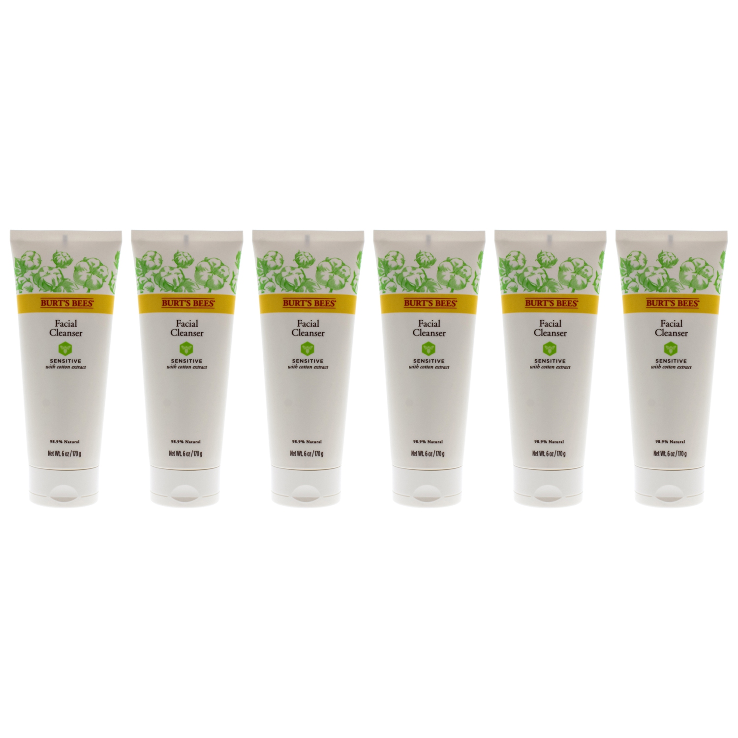 Sensitive Facial Cleanser by Burts Bees for Unisex - 6 oz Cleanser - Pack of 6