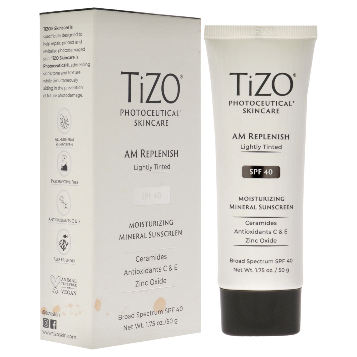 Photoceutical AM Replenish SPF 40 - Lightly Tinted by Tizo for Unisex - 1.75 oz Sunscreen