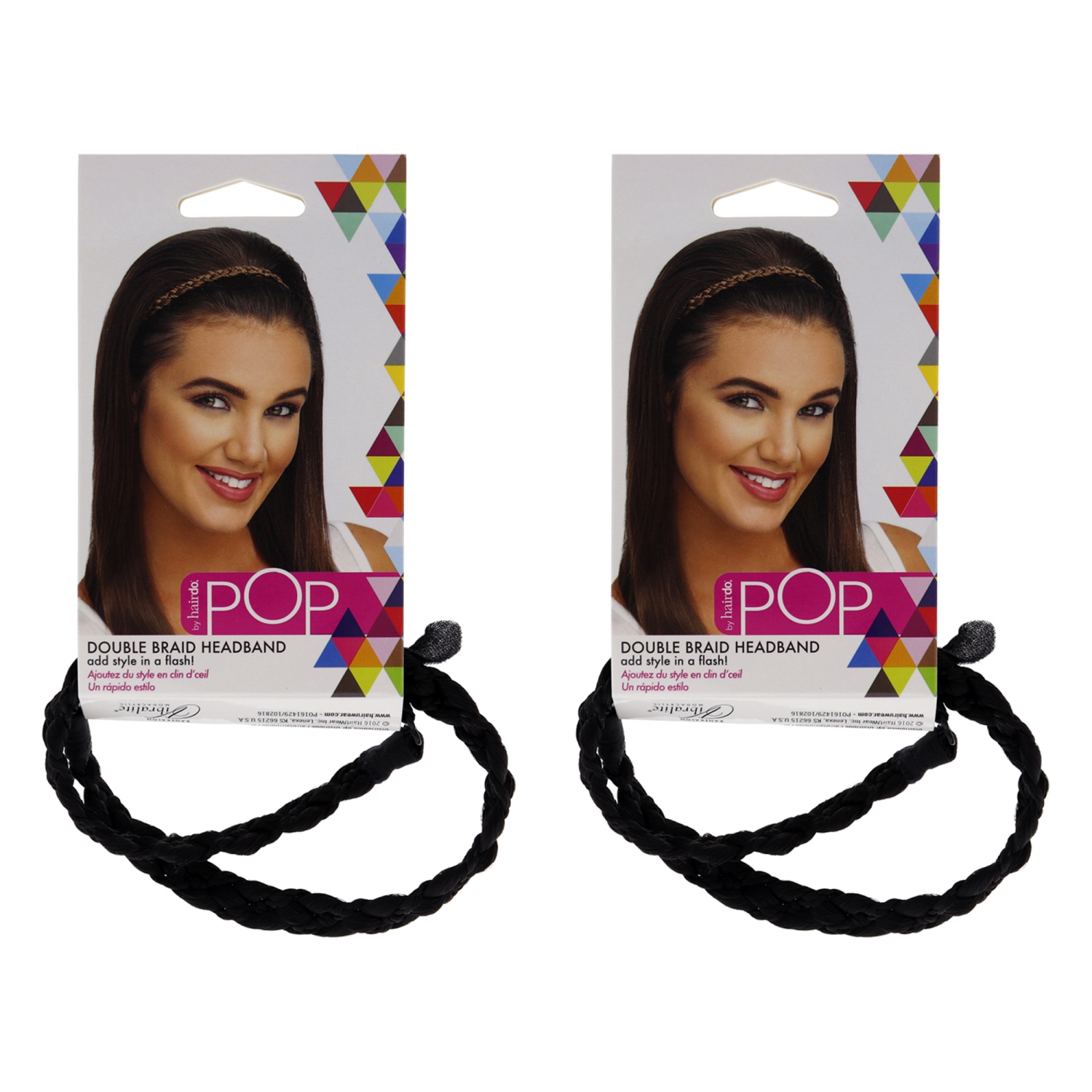 BandeauPop Double Braid - R2 Ebony par Hairdo pour femme - 1 bande de cheveux - Paquet de 2