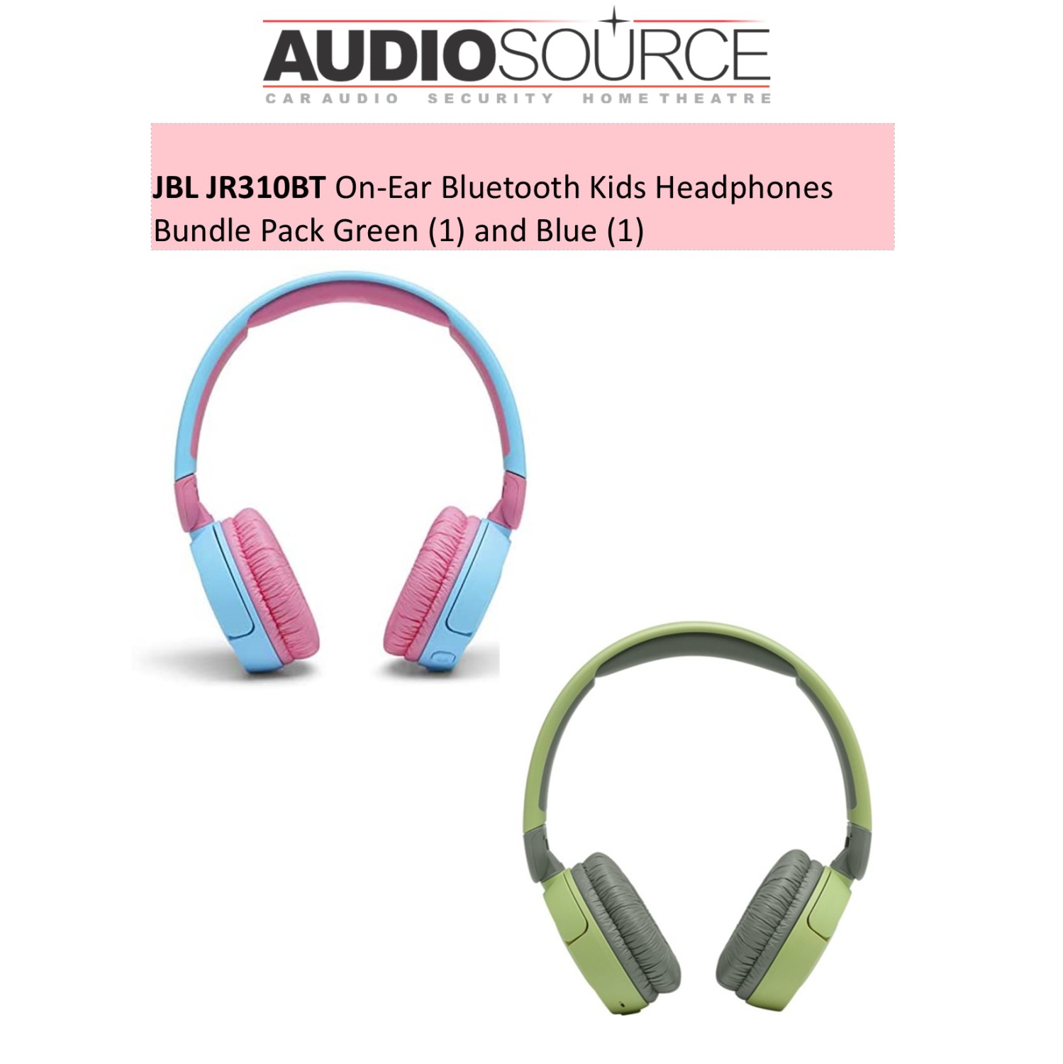 JBL JR310BT On-Ear Bluetooth Kids Headphones Bundle Pack Green (1) and Blue (1)