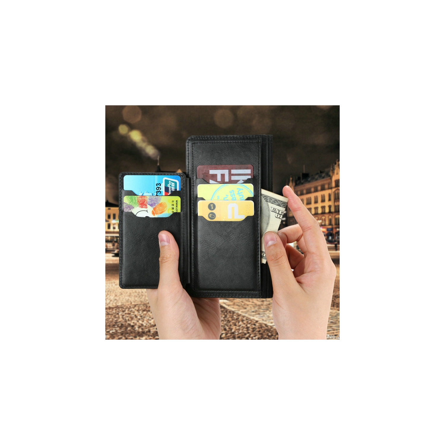 PIERO – Étui portefeuille à fermeture à glissière avec porte-carte à rabat en cuir de qualité supérieure pour Galaxy Note 20 Ultra de Samsung – Noir