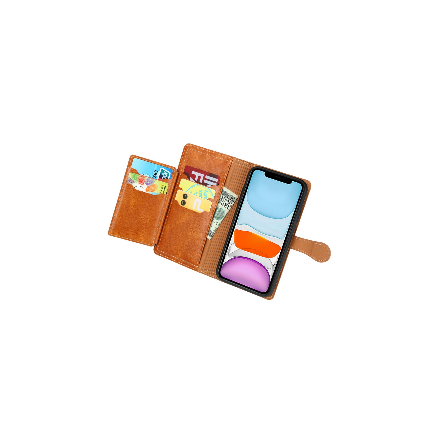 PIERO Leather Zipper Wallet Case Flip Card Holder Stand Phone Cover Premium Leather Flip Cover for Samsung Galaxy S20 FE -Orange