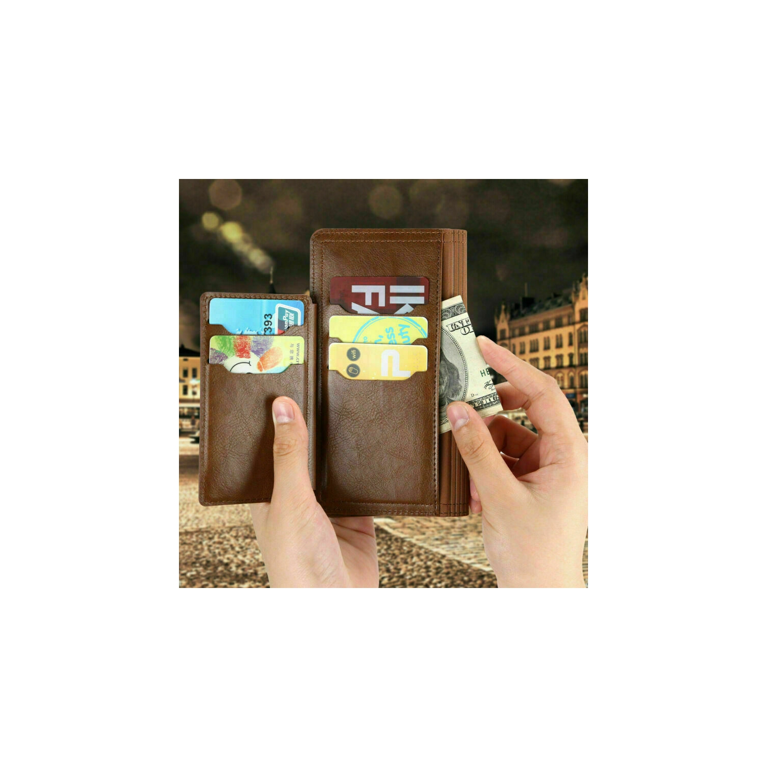 PIERO Leather Zipper Wallet Case Flip Card Holder Stand Phone Cover Premium Leather Flip Cover for iPhone 13 PRO MAX -Brown