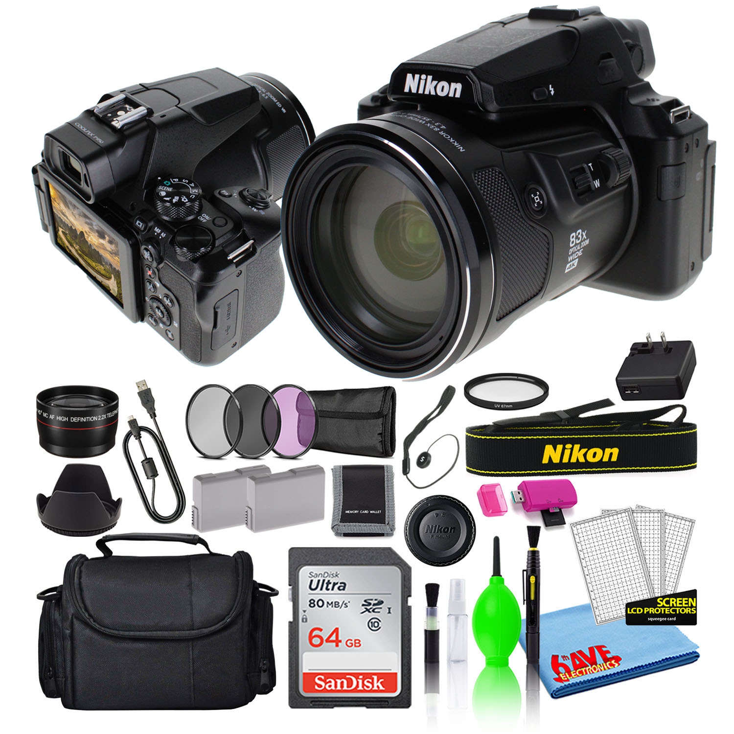 Nikon COOLPIX P950 83x Zoom Digital Camera (26532) + 64GB SD Card + Bag (Intl)