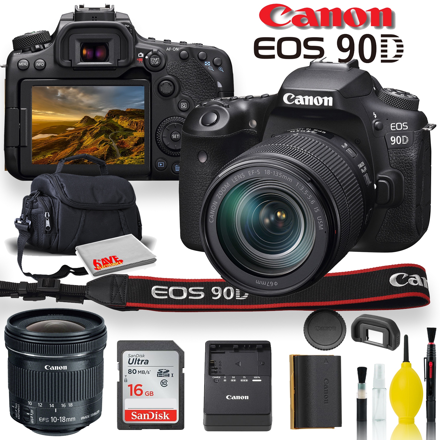 Canon EOS 90D DSLR Camera With 18-135mm Lens, Canon EF-S 10-18mm f