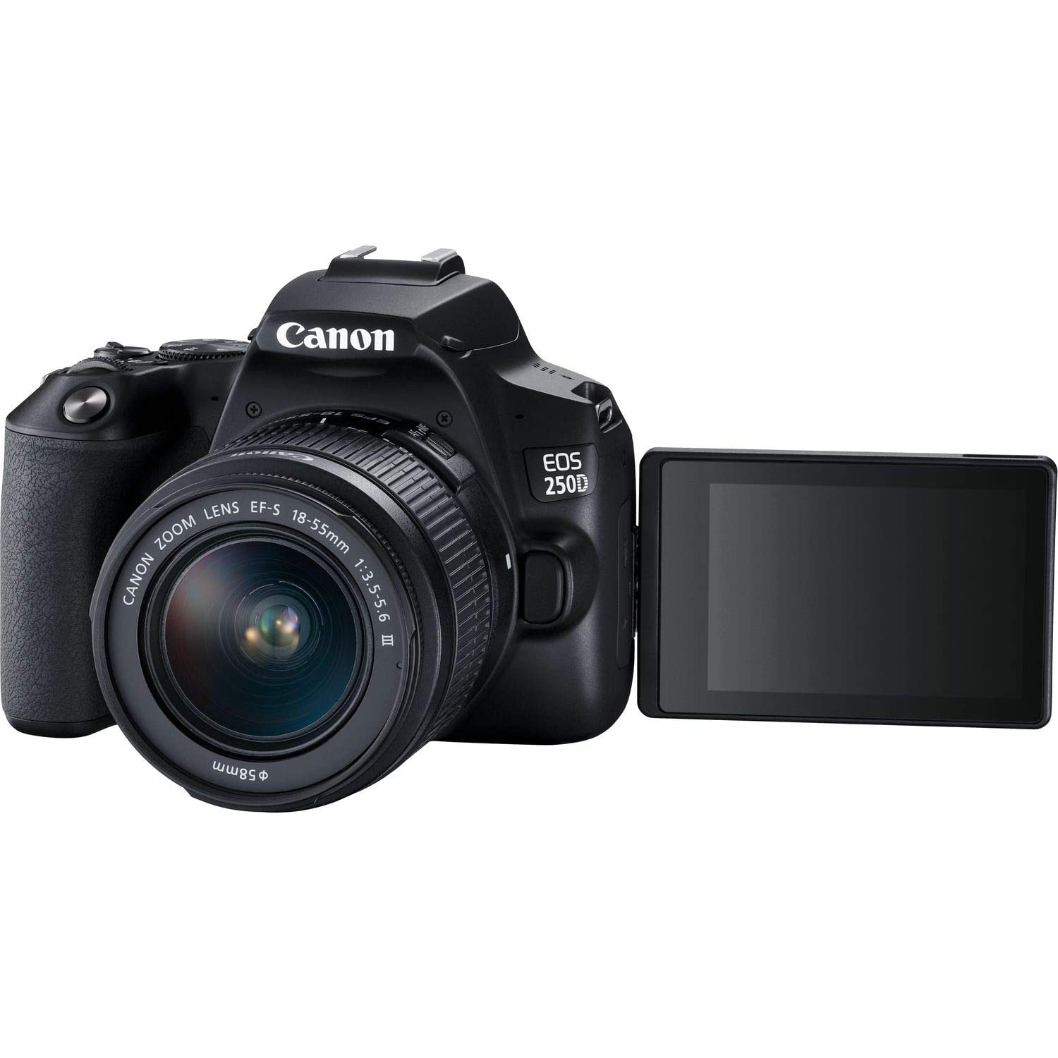 Canon EOS 250D / Rebel SL3 DSLR Camera with 18-55mm Lens (3453C002) + EOS Bag + Sandisk Ultra 64GB Card + Cleaning Set And More (International Model)