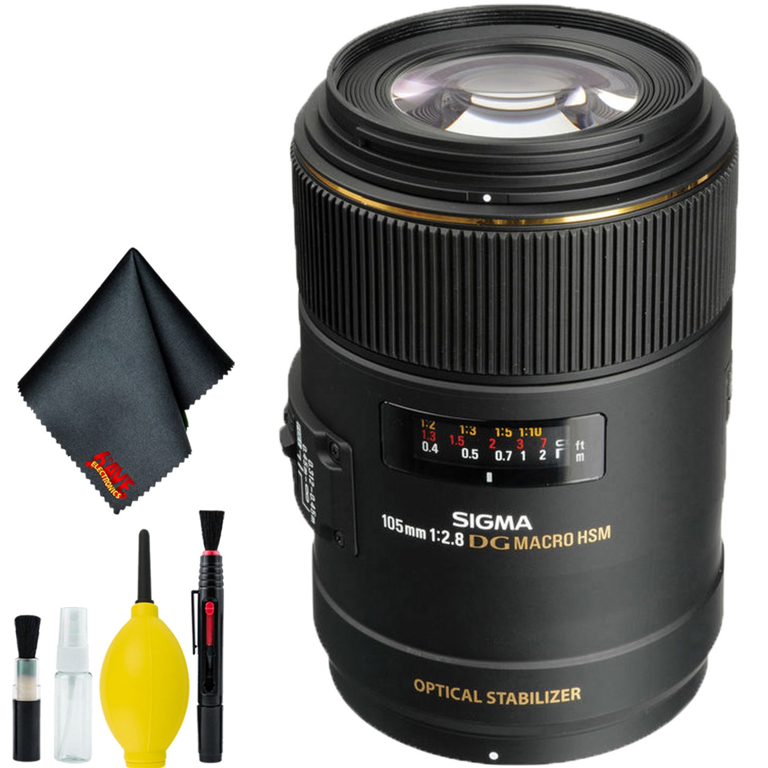 Sigma 105mm f/2.8 EX DG OS HSM Macro Lens for Nikon F Standard Bundle