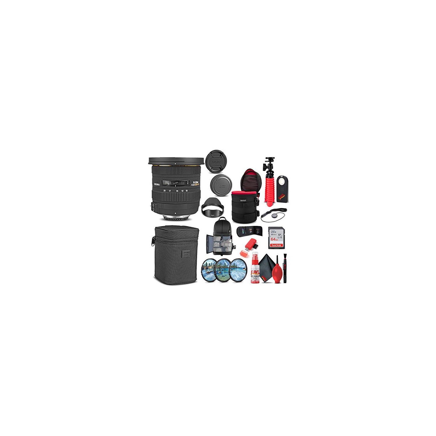 Sigma 10-20mm f/3.5 EX DC HSM Lens for Nikon F Bundle