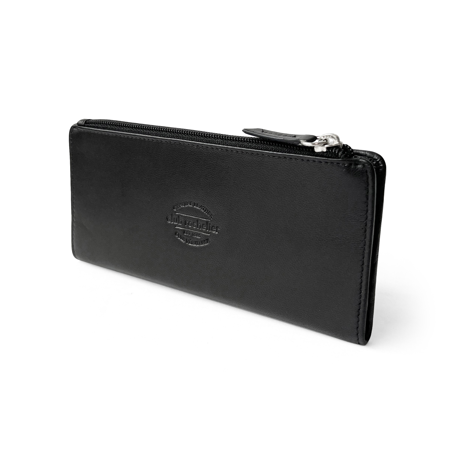 Club Rochelier Slim Ladies Clutch With Top Zipper Black