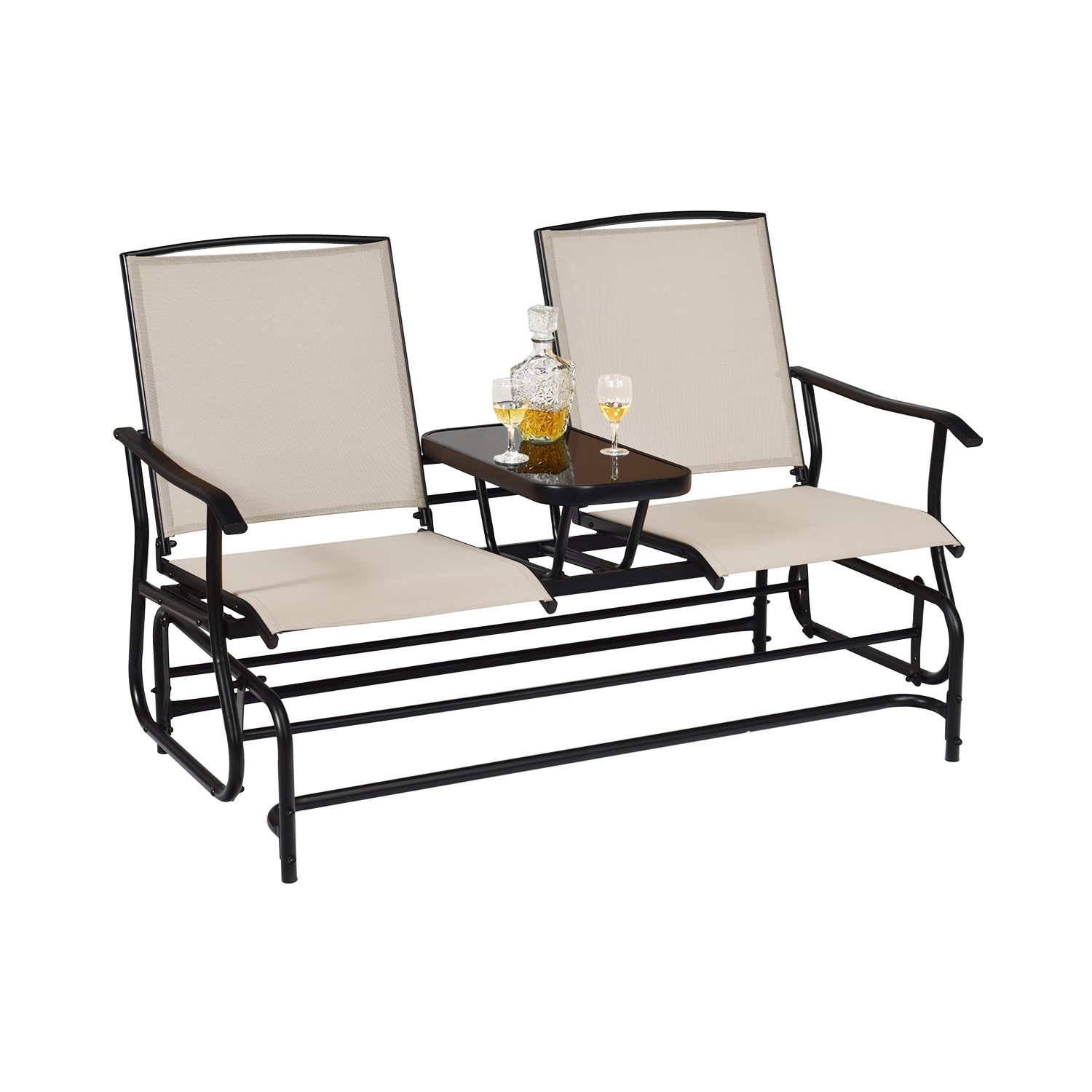 Chaise berçante extérieure double pour 2 personnes avec table centrale de PatioJoy