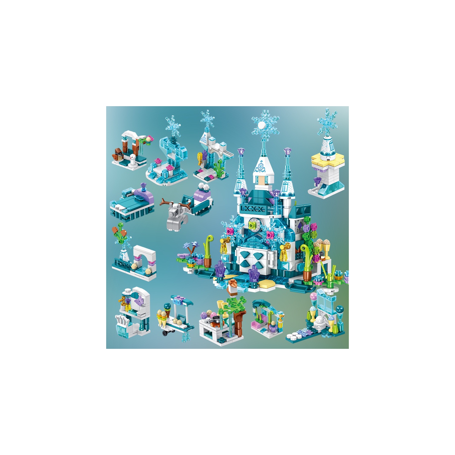 Princess frozen Castle Building Blocks 554pcs 25 in 1 Building Bricks Snowman Castle Crystal ice House Building Kit Stem Toys for +6 Boys and girls