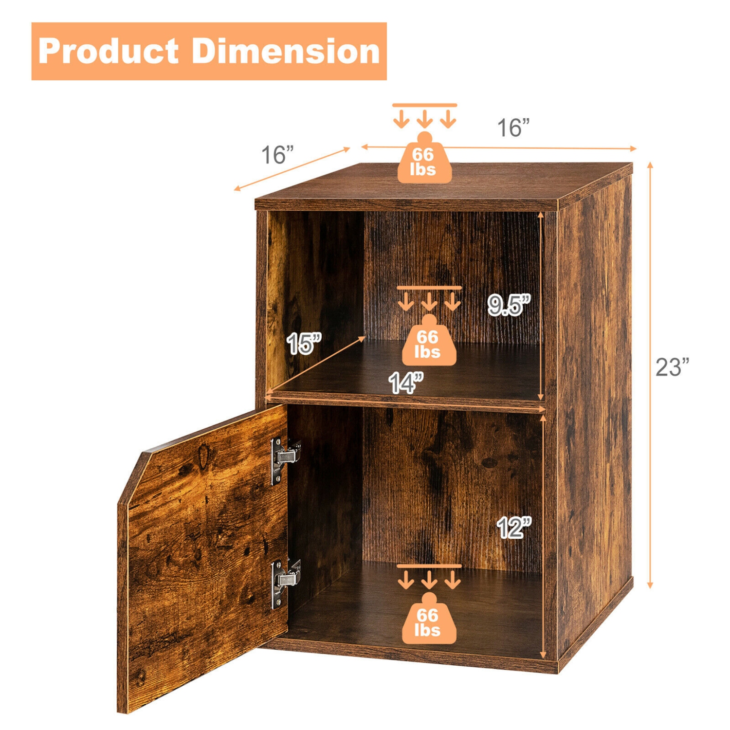 Gymax Set of 2 Nightstands Side End Table Storage Cabinet Shelf Living Room Brown