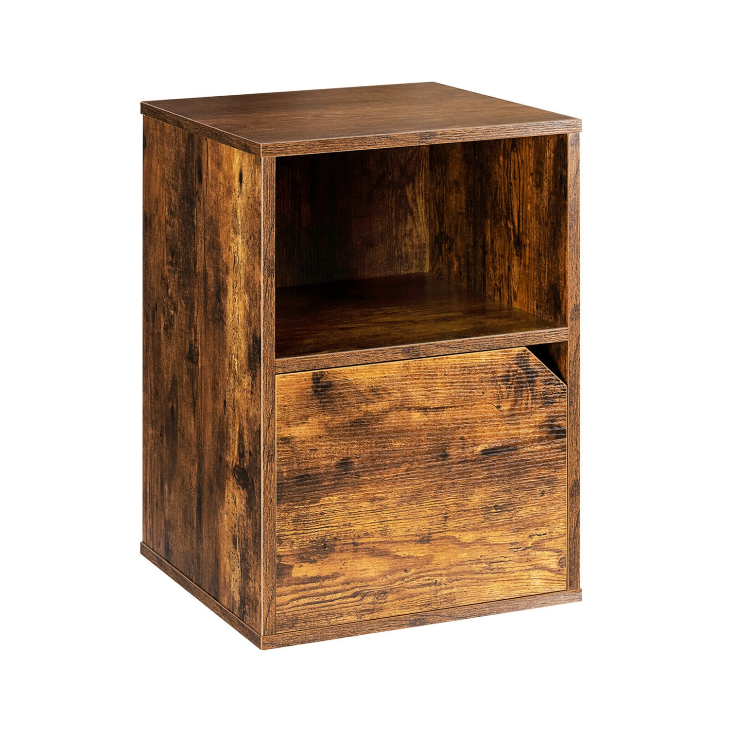 Gymax Set of 2 Nightstands Side End Table Storage Cabinet Shelf Living Room Brown