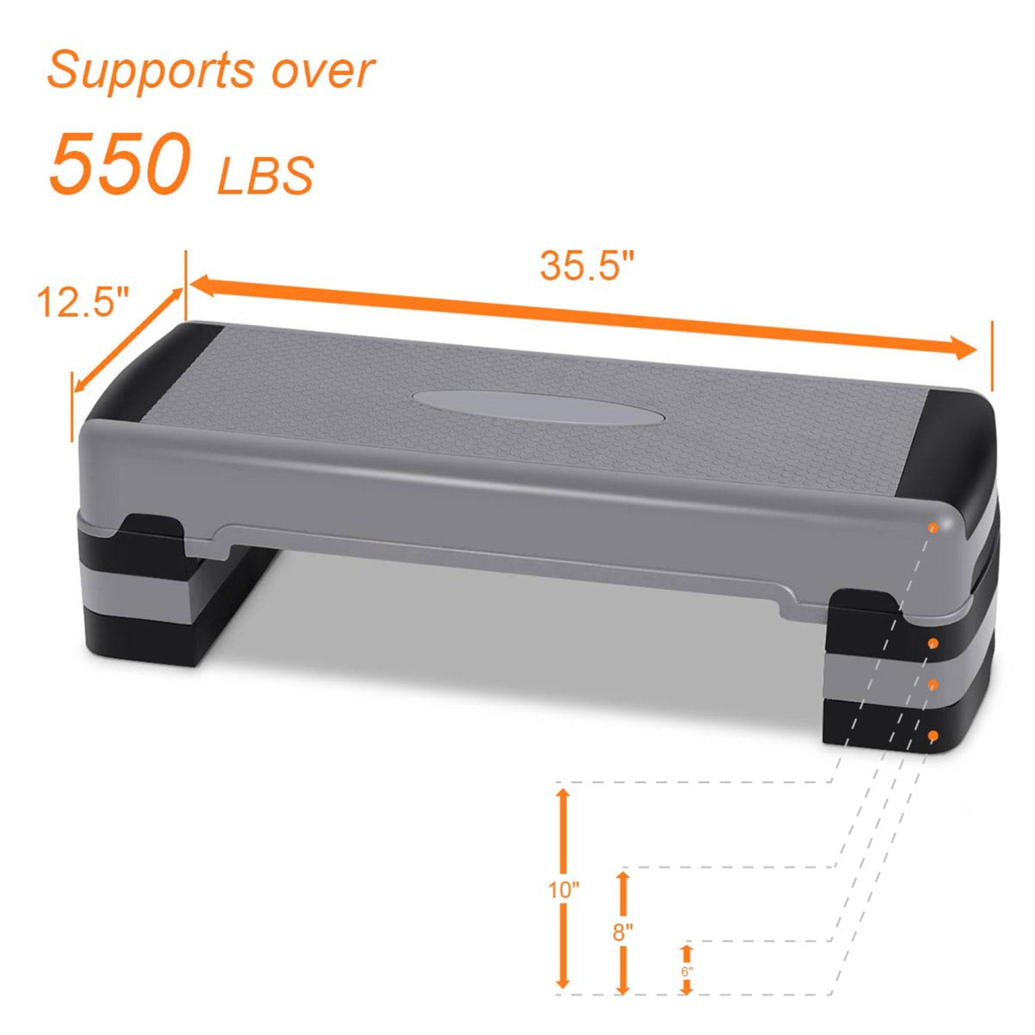 Gymax Exercise Aerobic Step Adjustable Height Step Platform w/ 4 Removable Risers