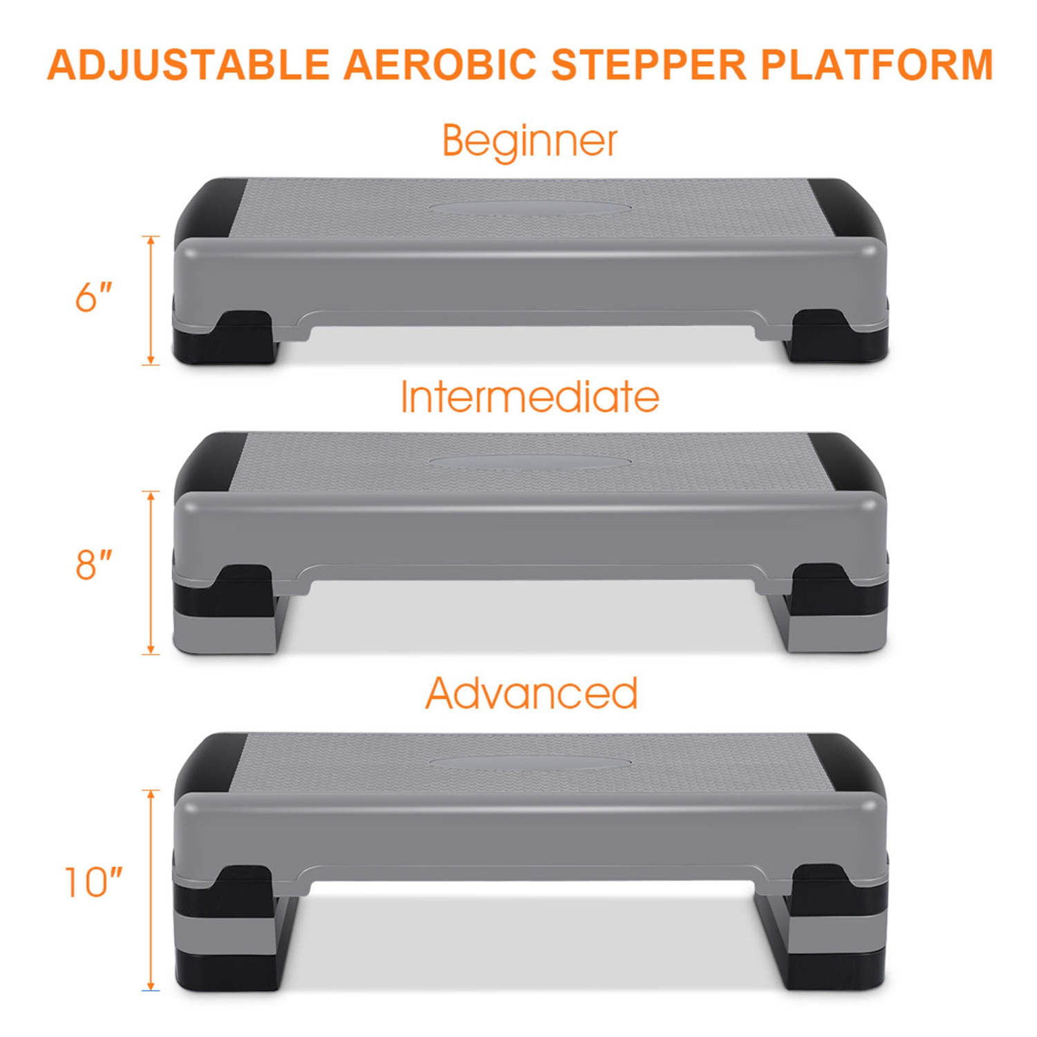 Gymax Exercise Aerobic Step Adjustable Height Step Platform w/ 4 Removable Risers