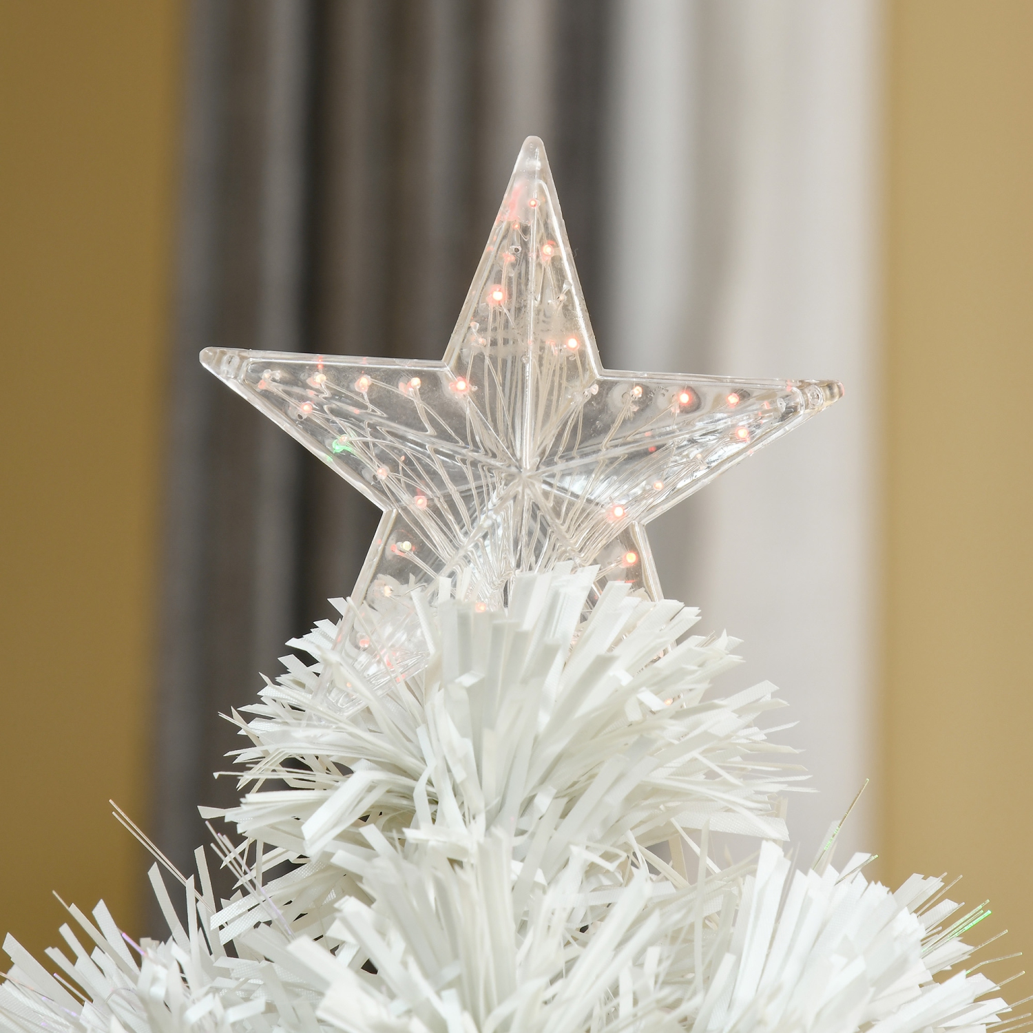 HOMCOM – Arbre de Noël artificiel de table illuminé 2,5FT avec fibres optiques décoration de Noël pour table et bureau, blanc