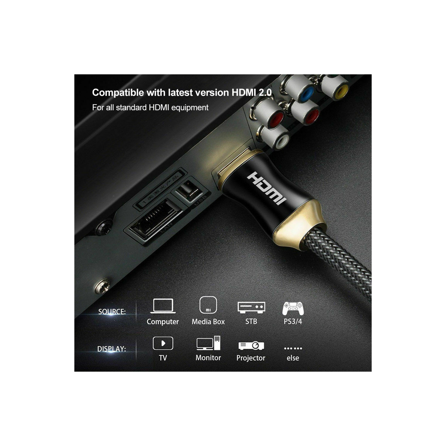 Câble HDMI ultra haute vitesse 4K Câble HDMI 15M Câble HDMI 2.0 18Gbps Compatible Fire TV 4K @ 60Hz, prise en charge 3D, fonction Ethernet, vidéo 4K